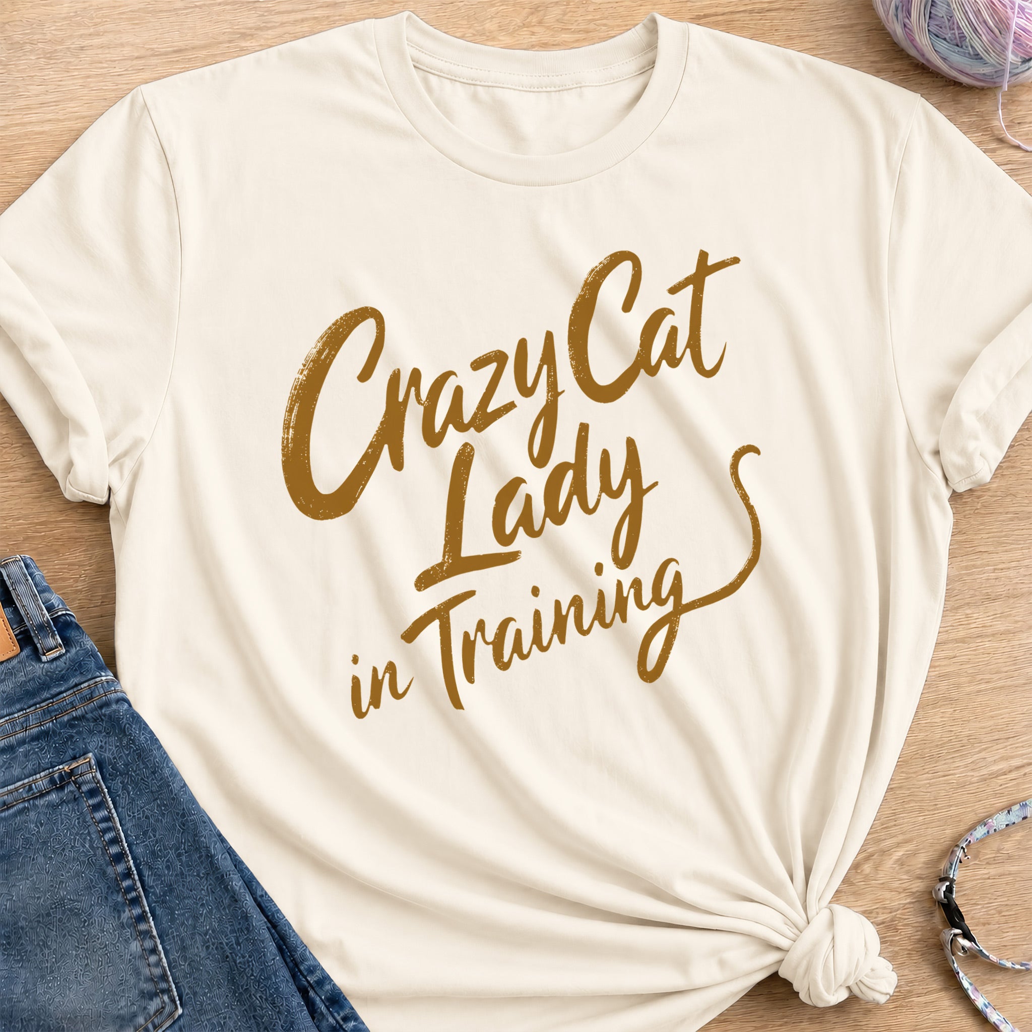 Crazy Cat Lady in Training T-Shirt — Natural