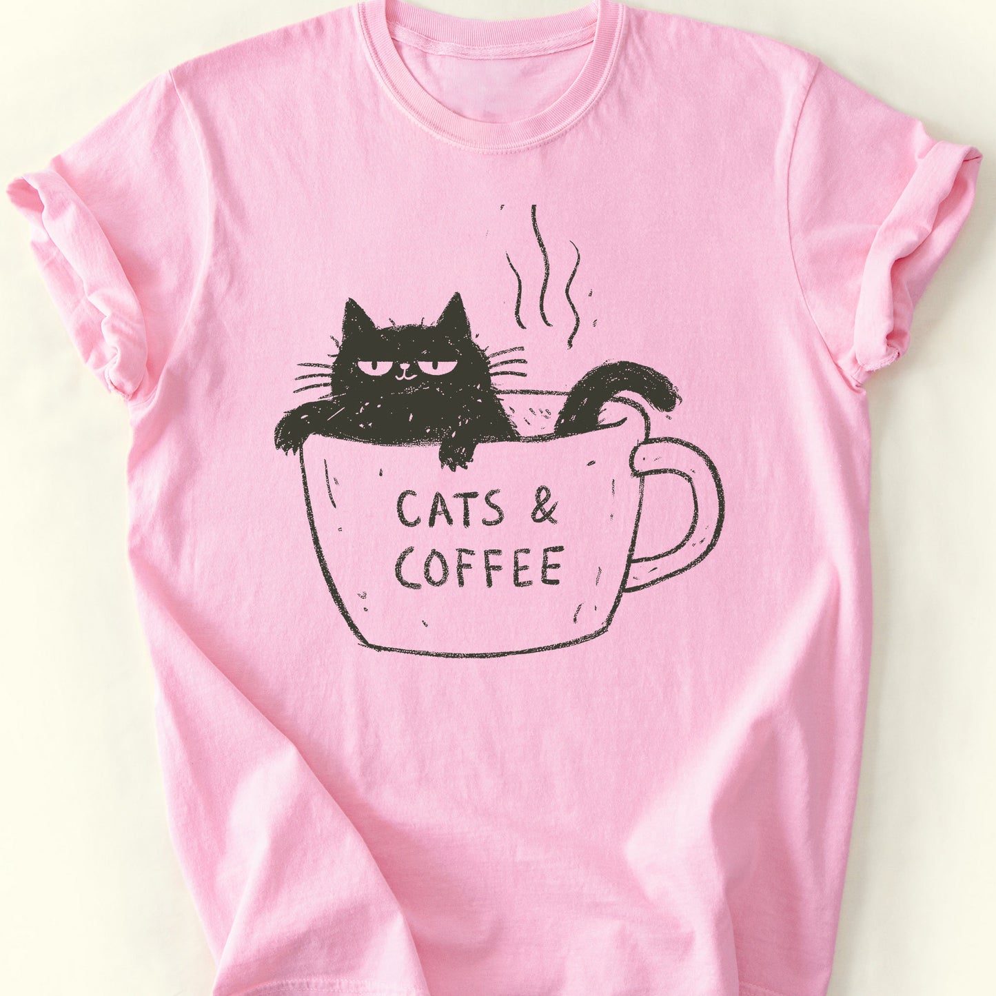 Cats and Coffee T-Shirt — Blossom