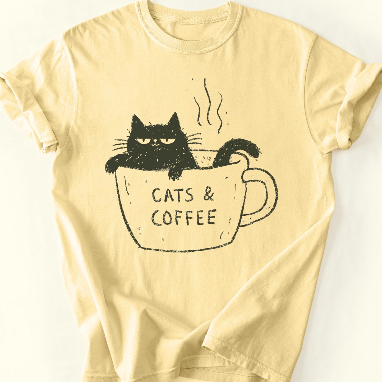 Cats and Coffee T-Shirt — Butter
