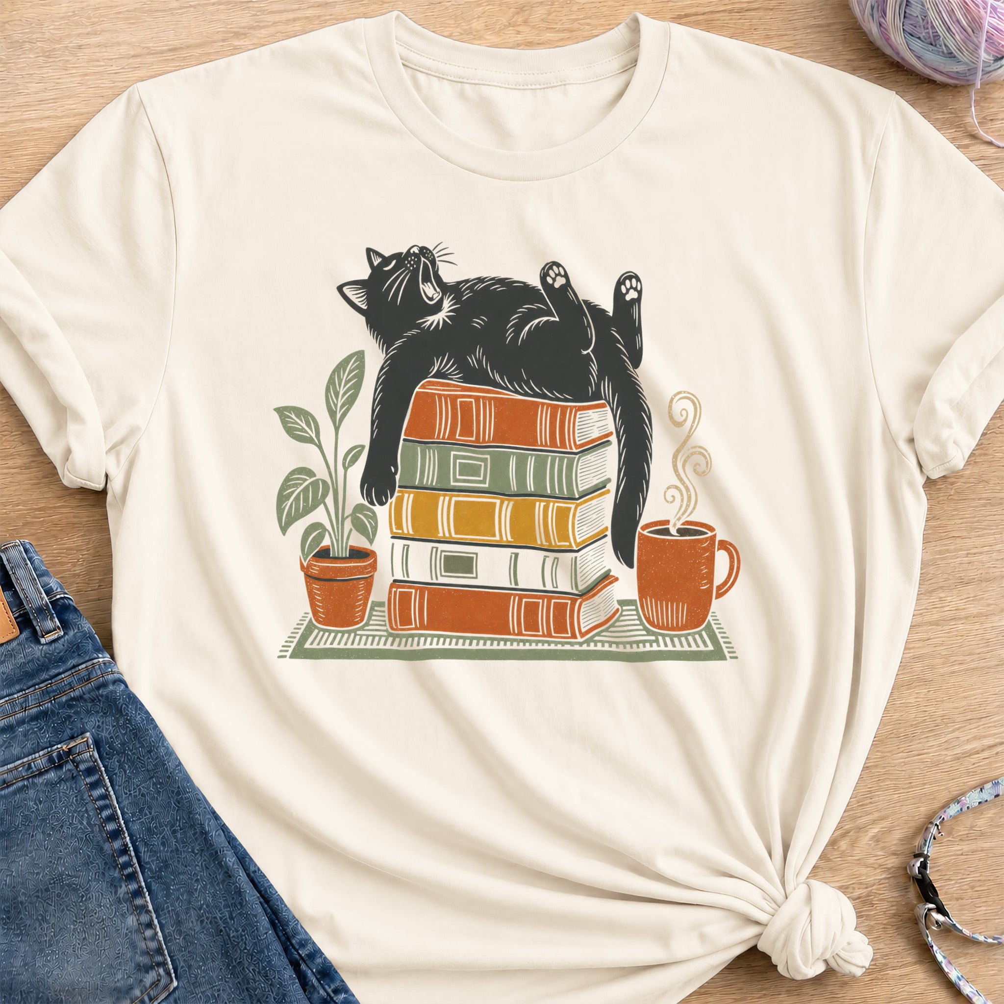 Lazy Cat T-Shirt — Natural