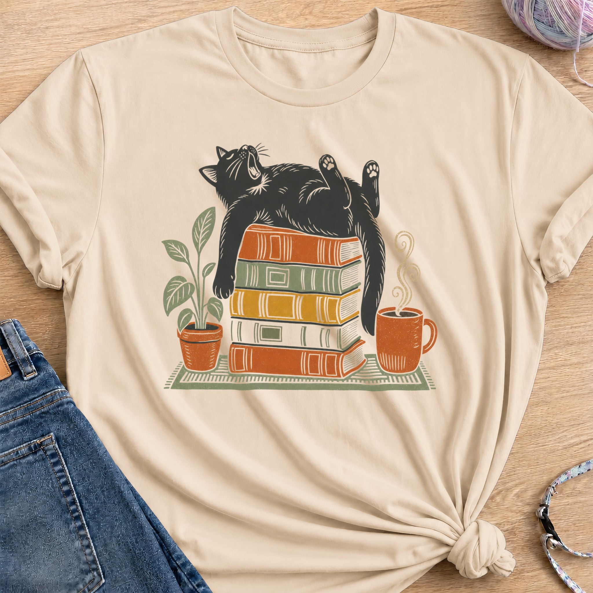 Lazy Cat T-Shirt — Sand