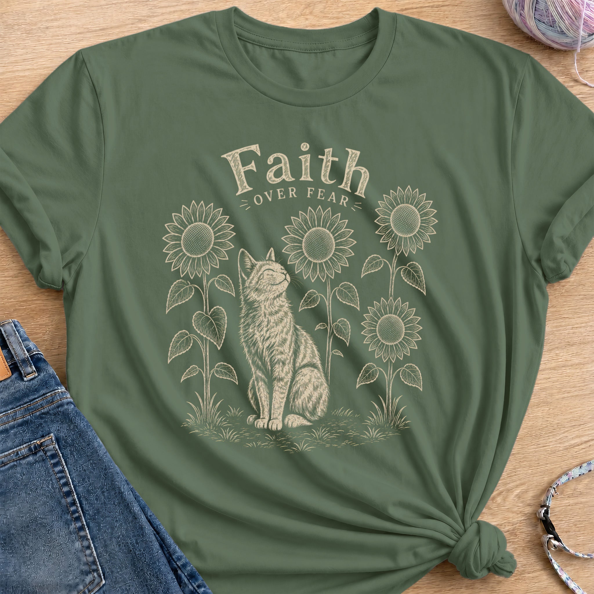 Faith Over Fear T-Shirt — Military Green