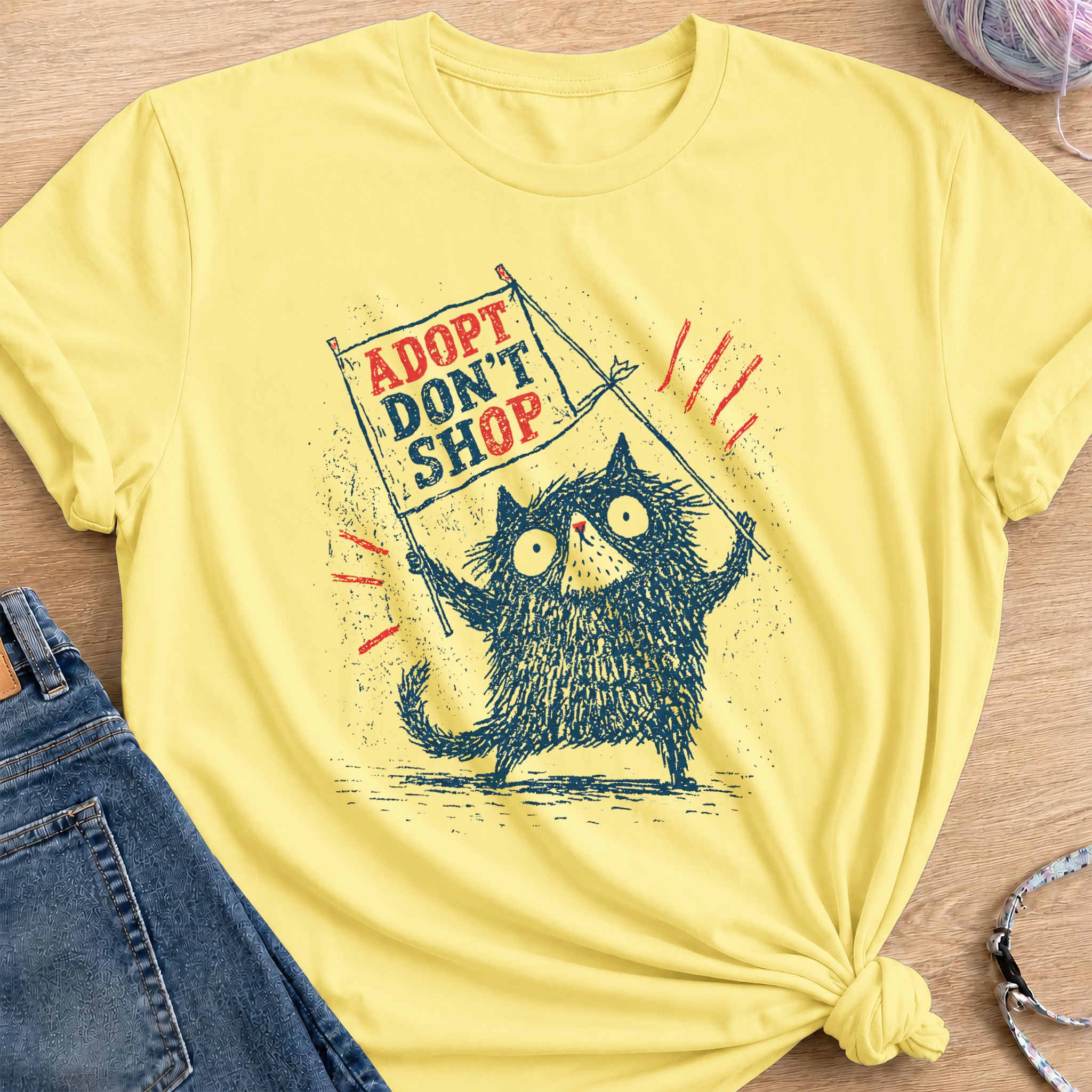 Adopt Don't Shop T-Shirt — Cornsilk