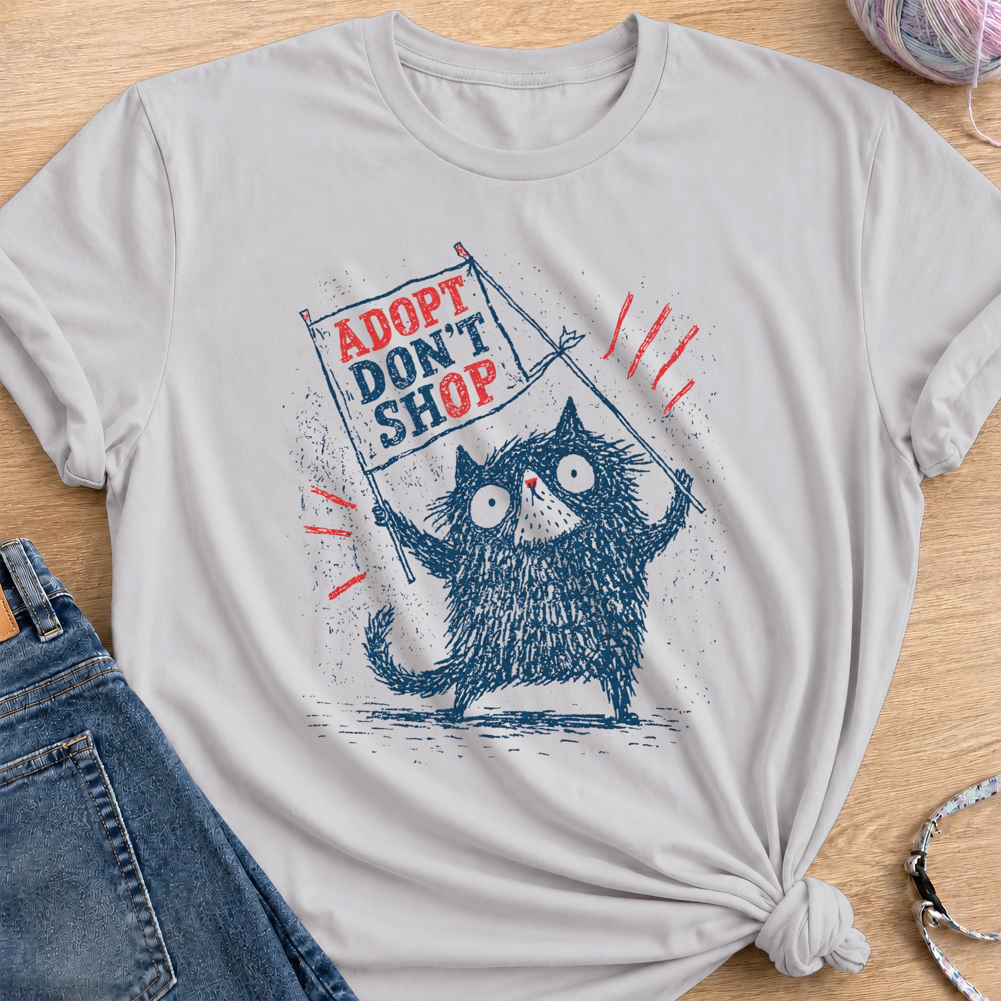 Adopt Don't Shop T-Shirt — Ice Grey