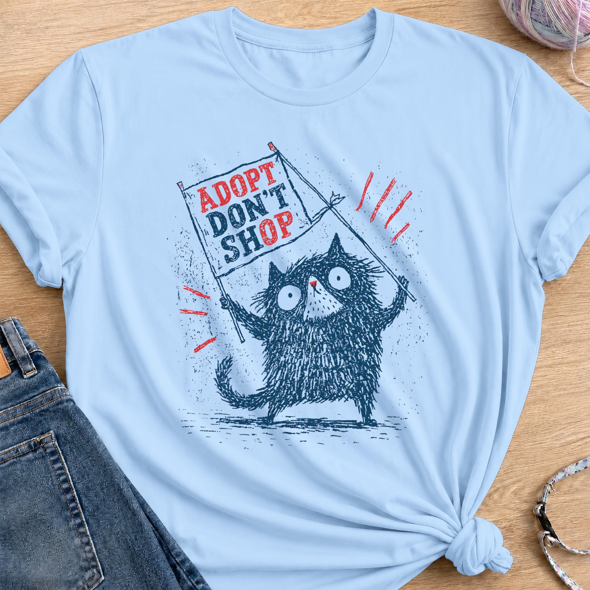 Adopt Don't Shop T-Shirt — Light Blue