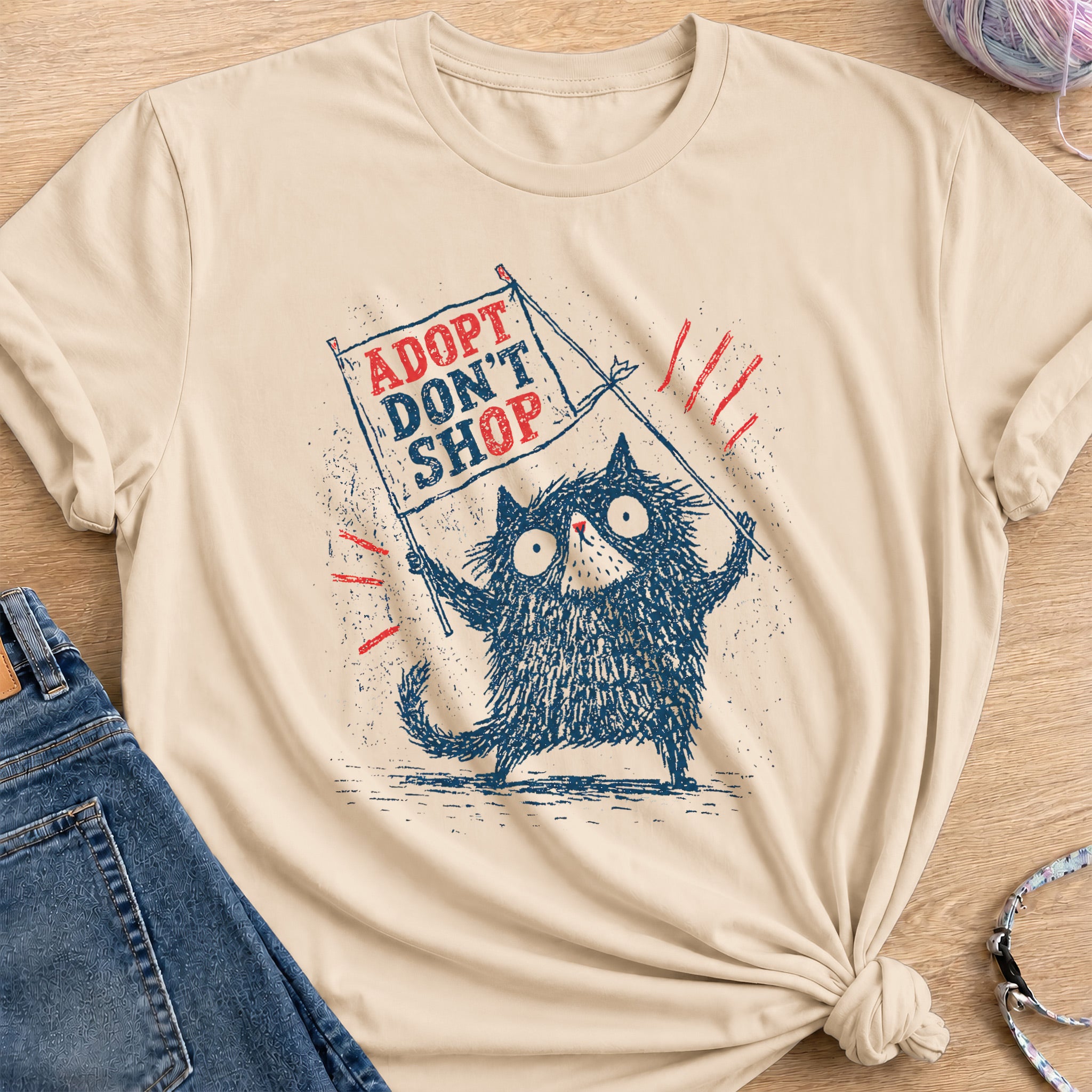 Adopt Don't Shop T-Shirt — Sand
