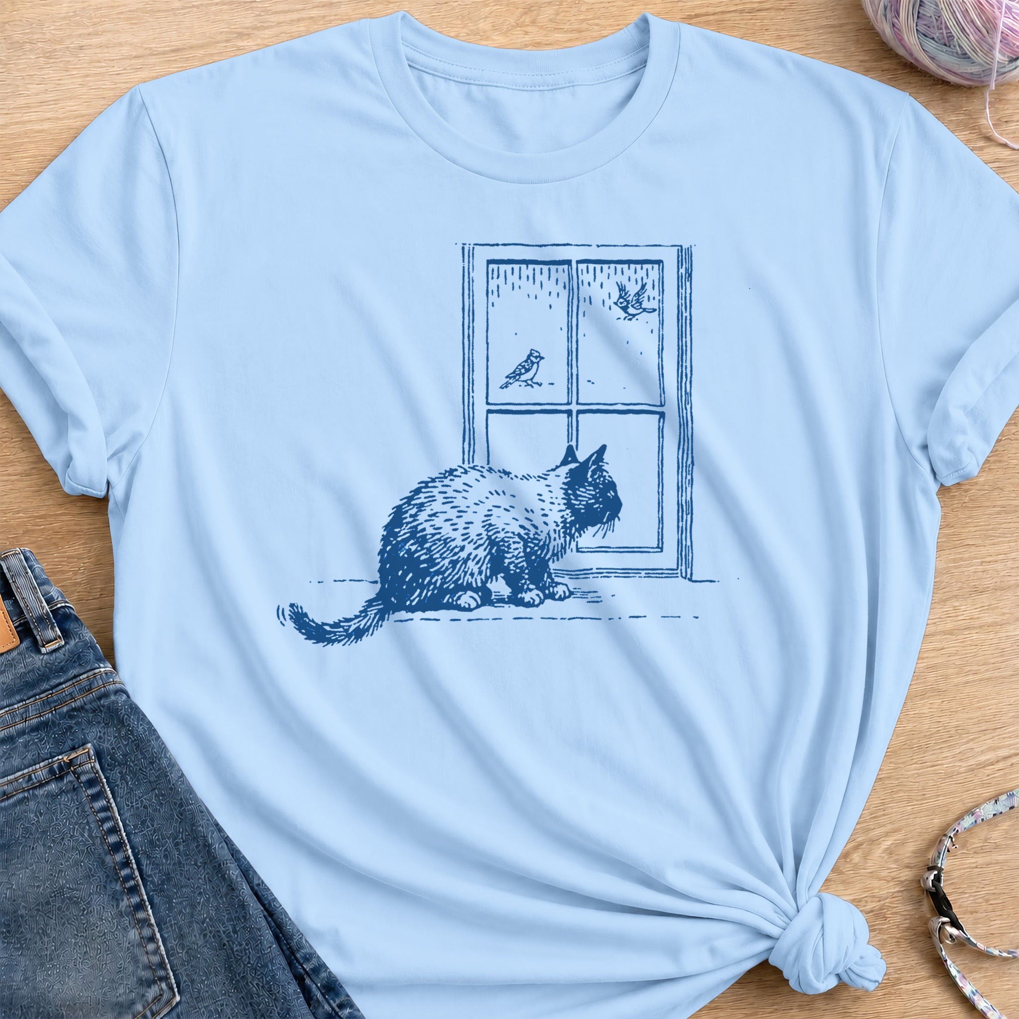 Bird Viewing T-Shirt — Light Blue
