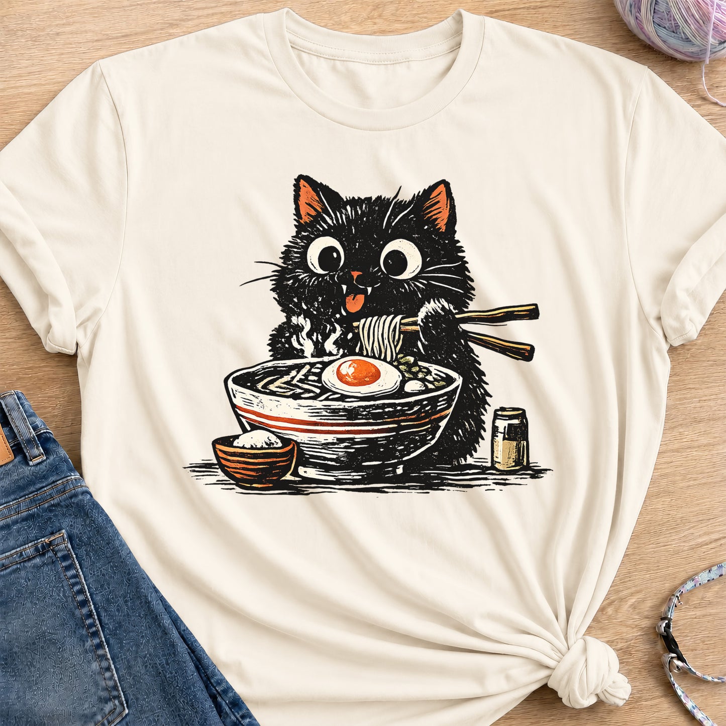 Ramen Cat T-Shirt — Natural