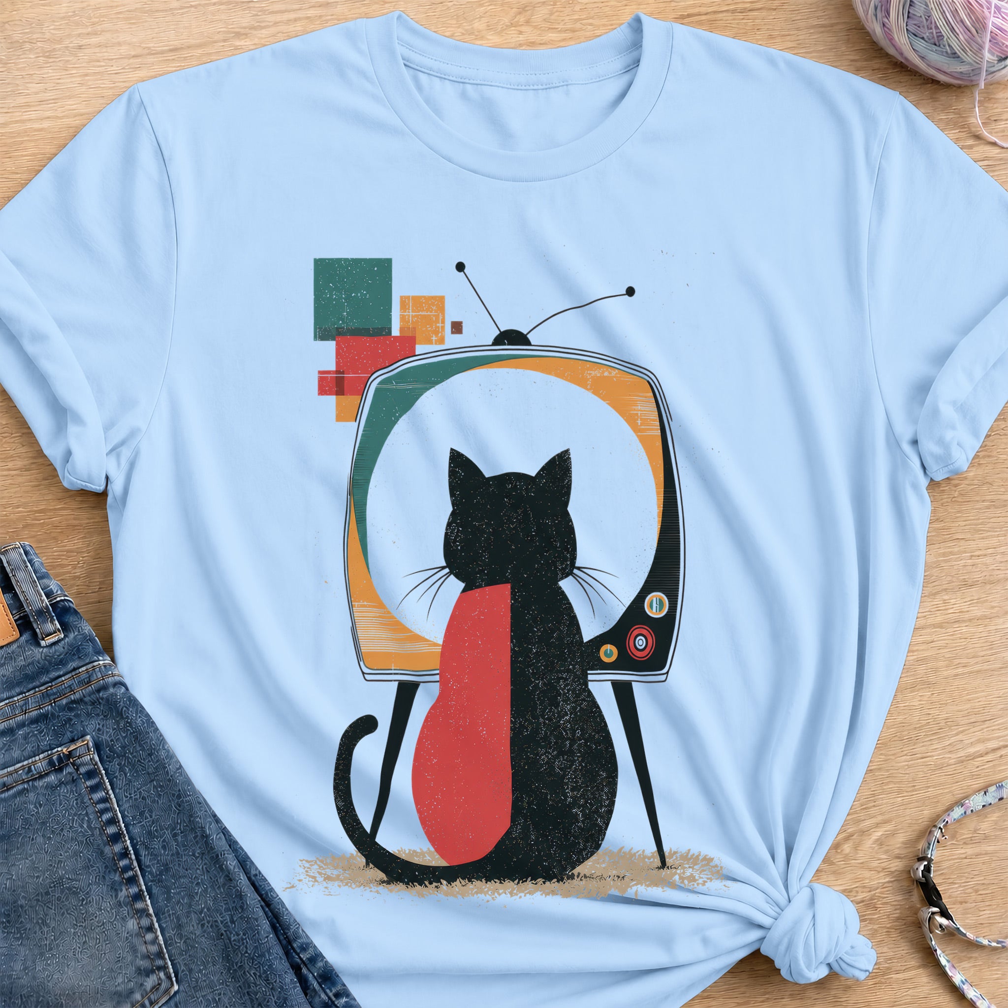 TV Watching T-Shirt — Light Blue