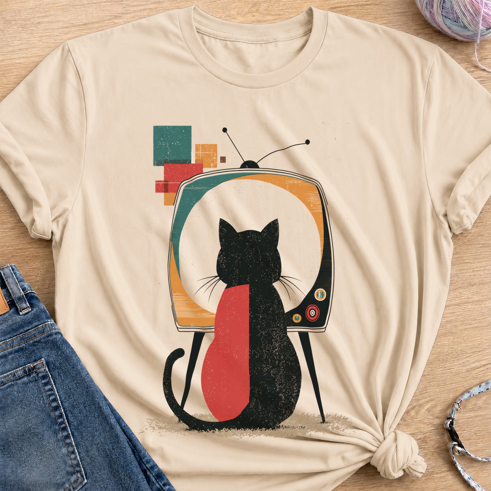 TV Watching T-Shirt — Sand