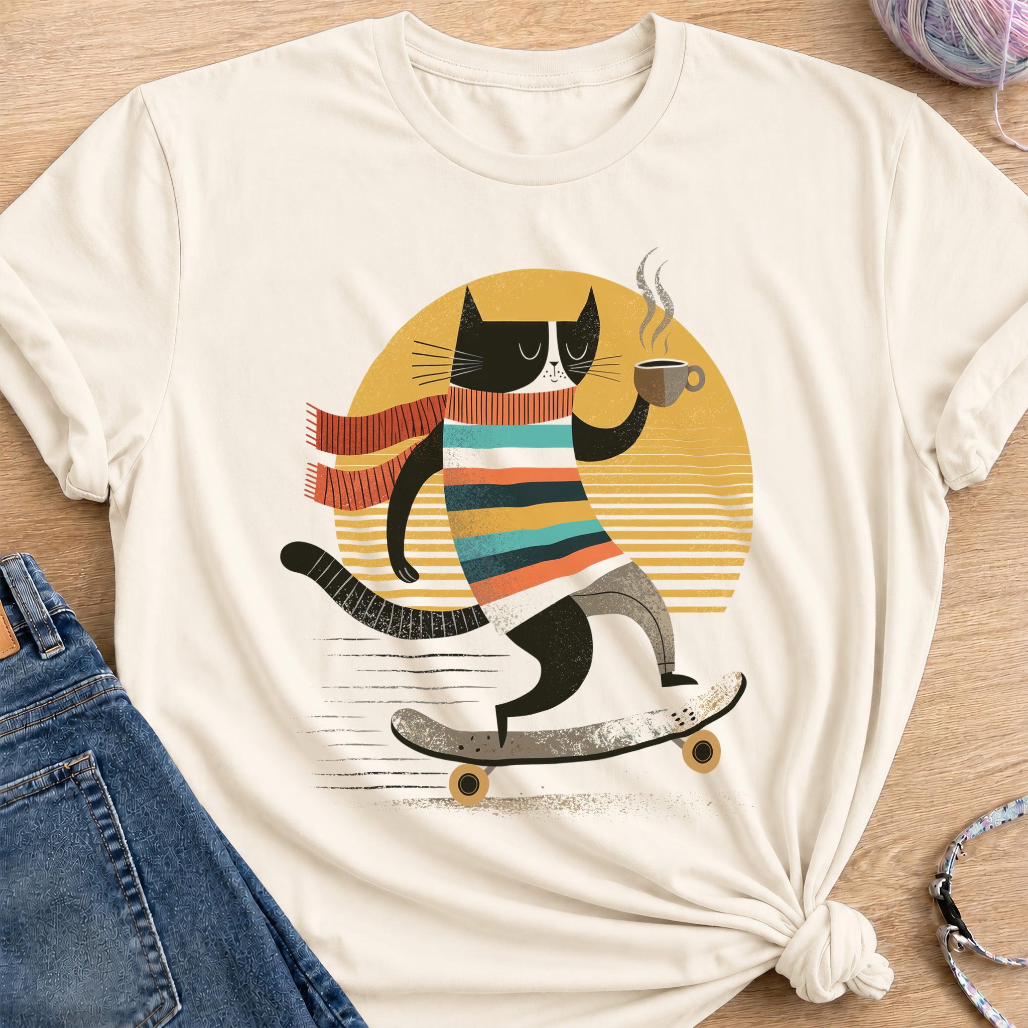 Skateboard Coffee T-Shirt — Natural