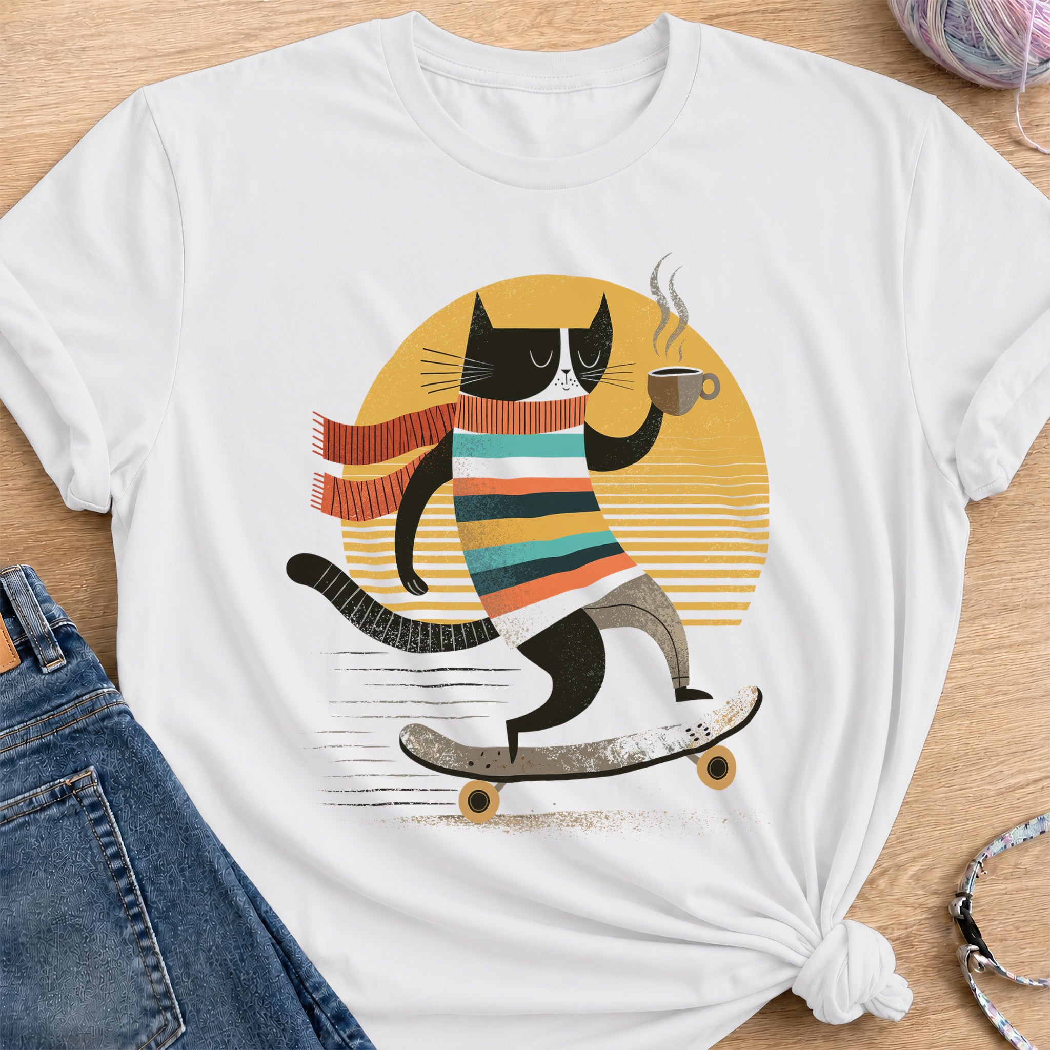 Skateboard Coffee T-Shirt — White