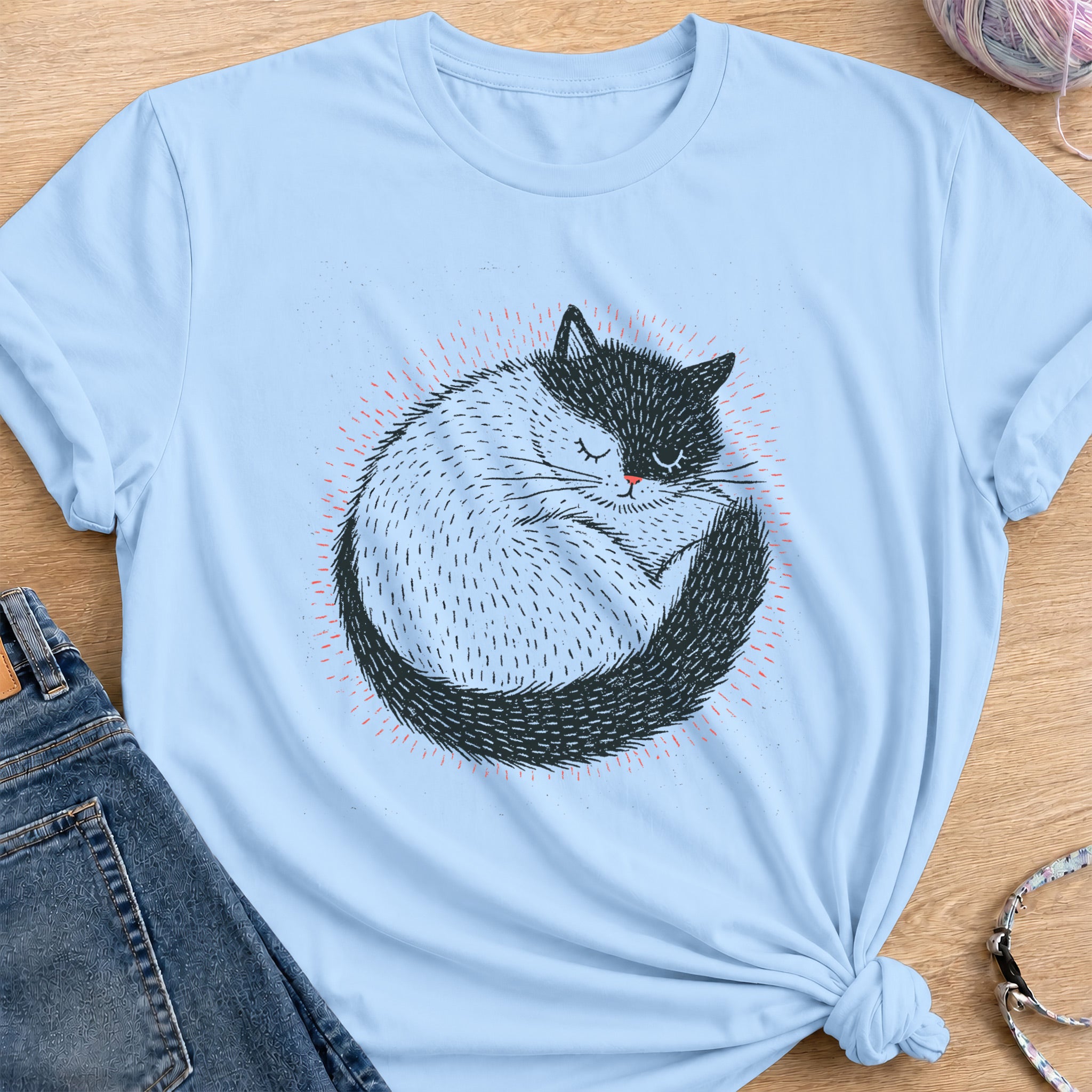 Curled Sleep T-Shirt — Light Blue