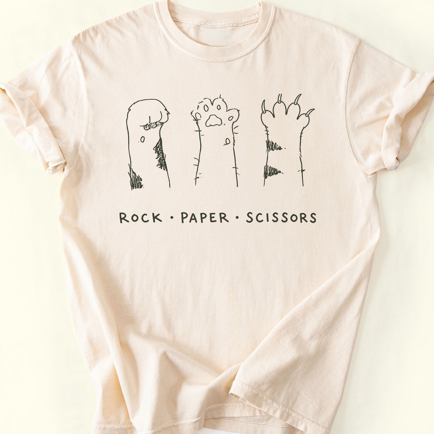 Rock Paper Scissors T-Shirt — Ivory