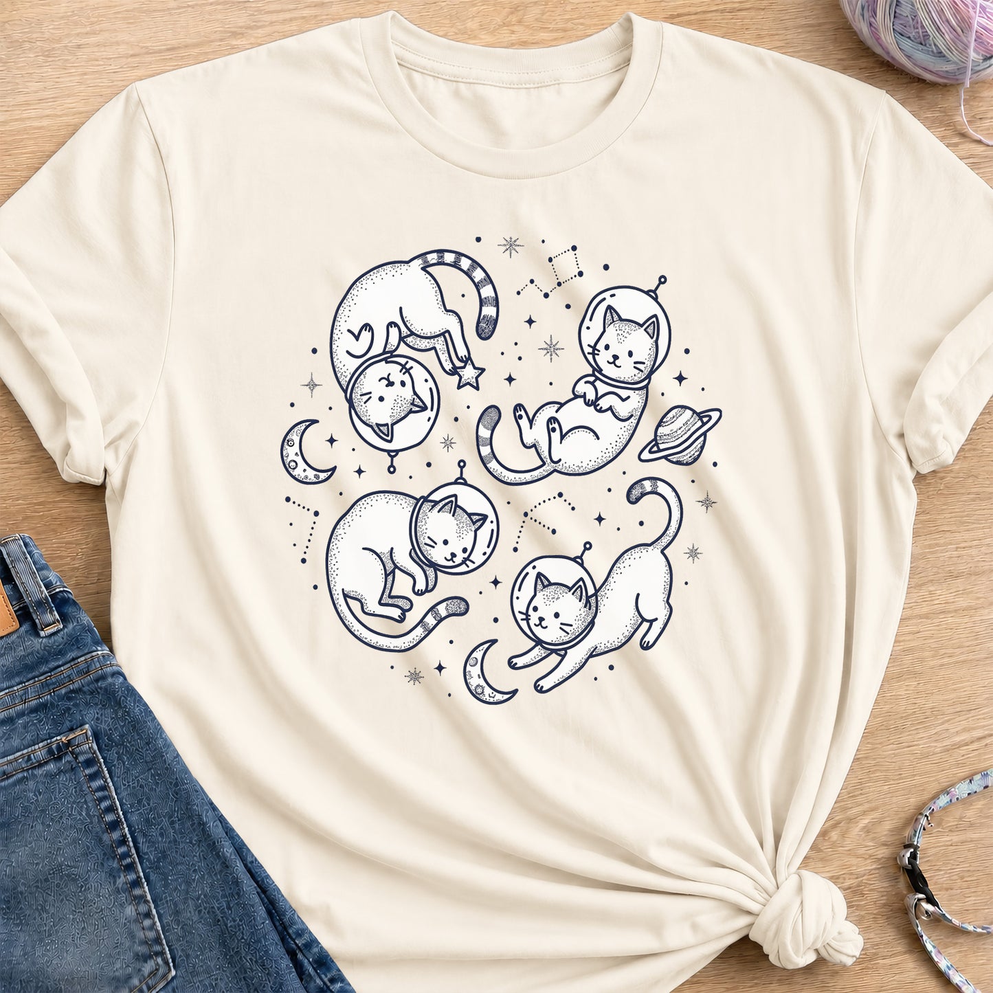 Space Cats T-Shirt — Natural
