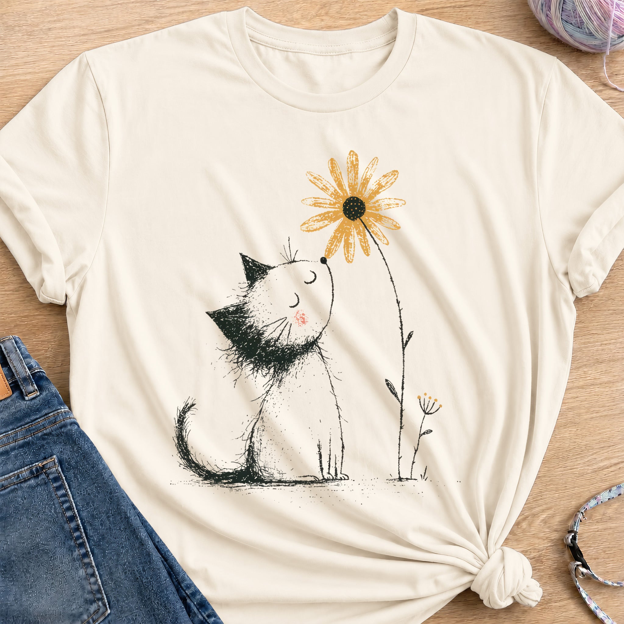 Daisy Kitten T-Shirt — Natural