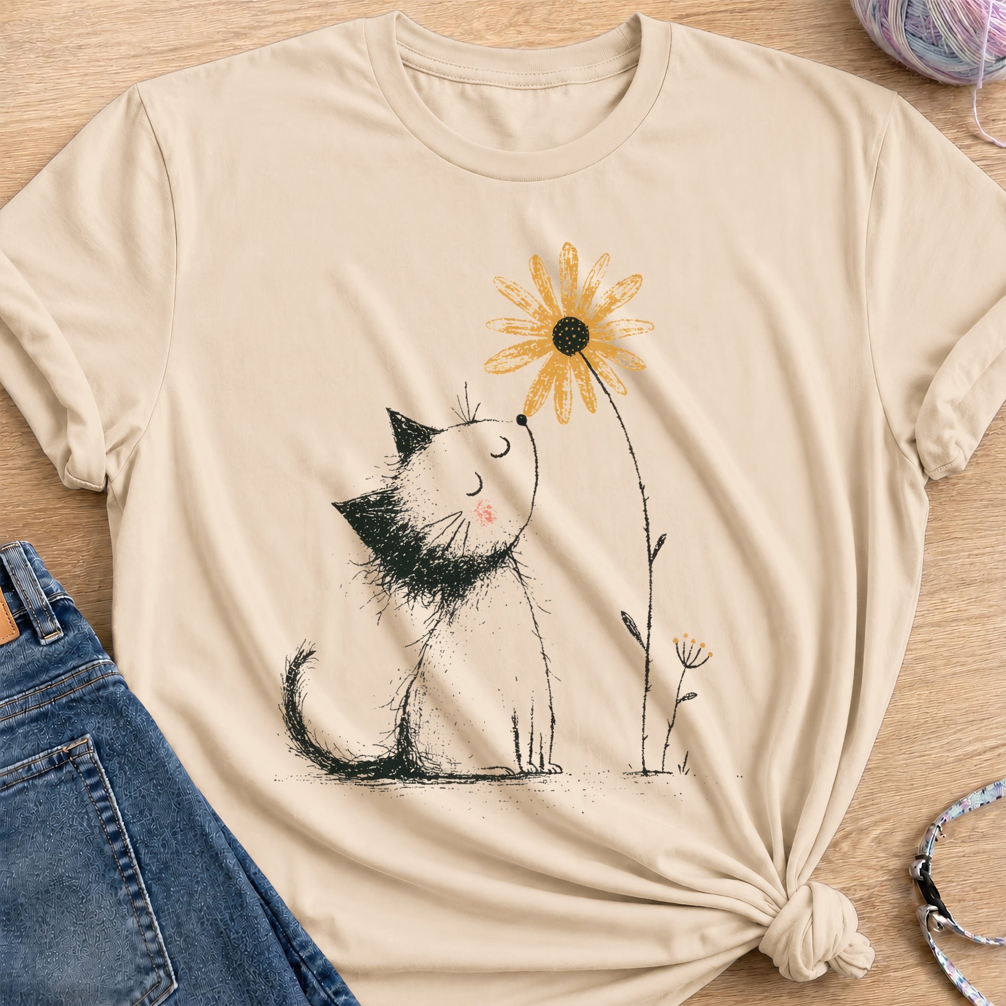 Daisy Kitten T-Shirt — Sand