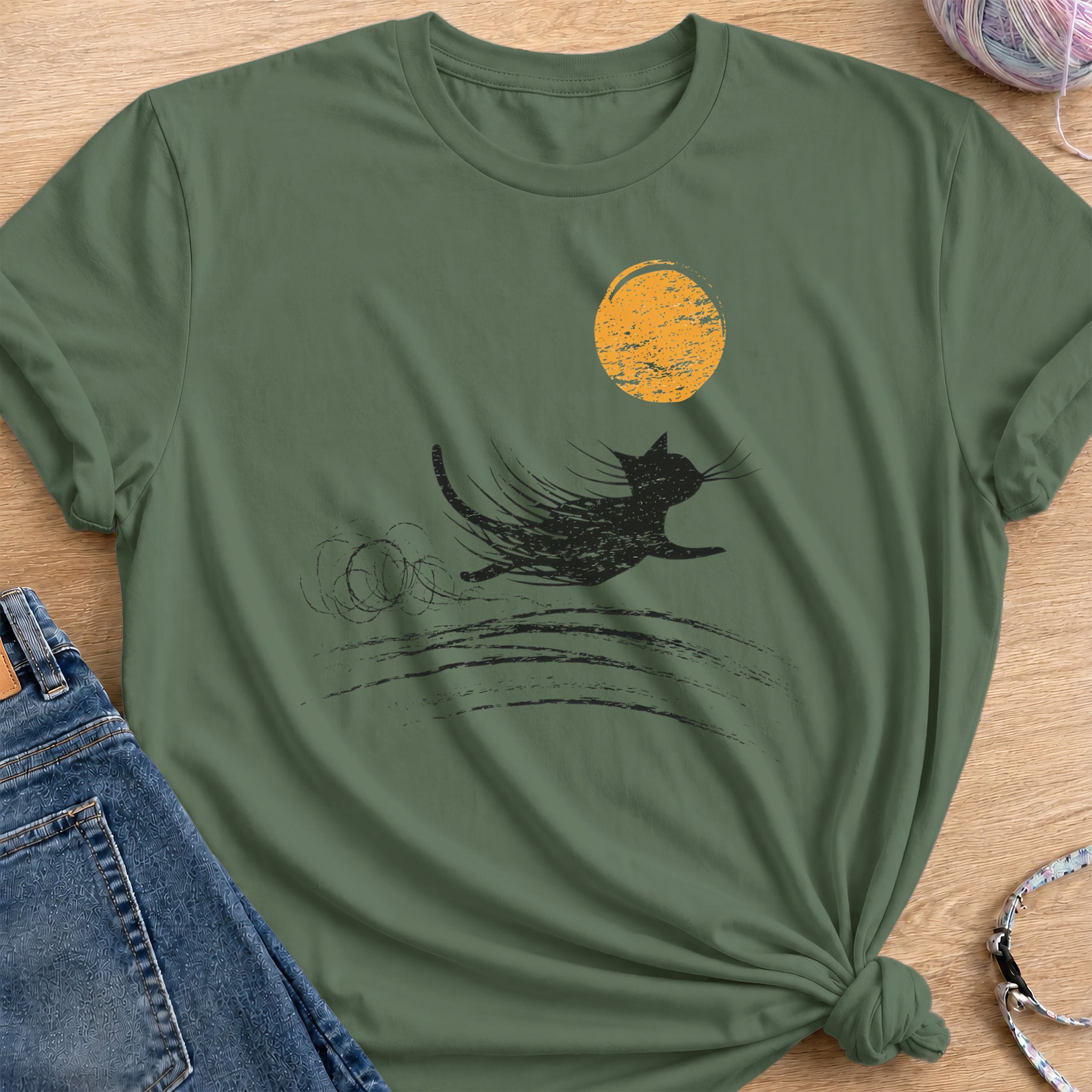 Night Time Race T-Shirt — Military Green