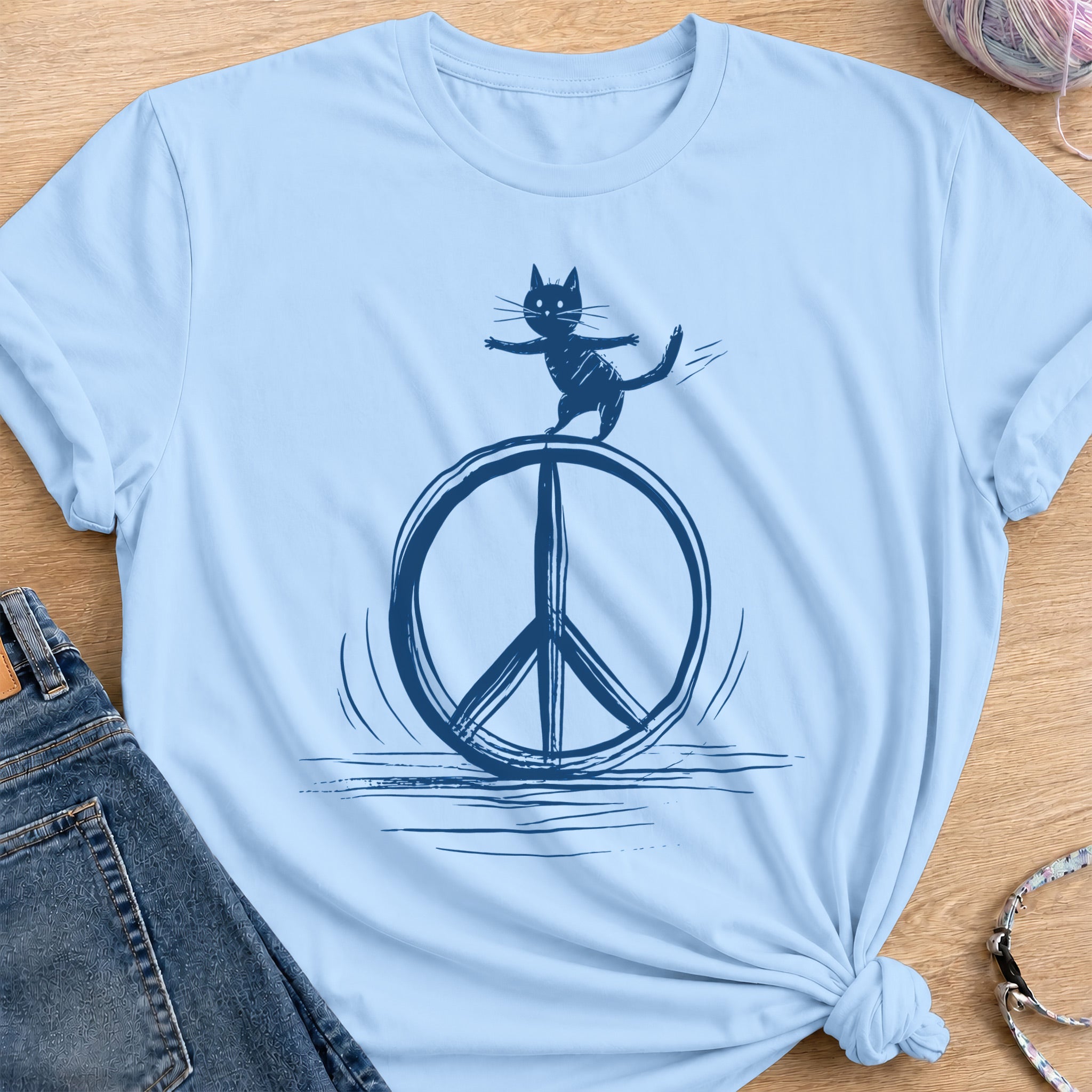 Peace Sign T-Shirt — Light Blue
