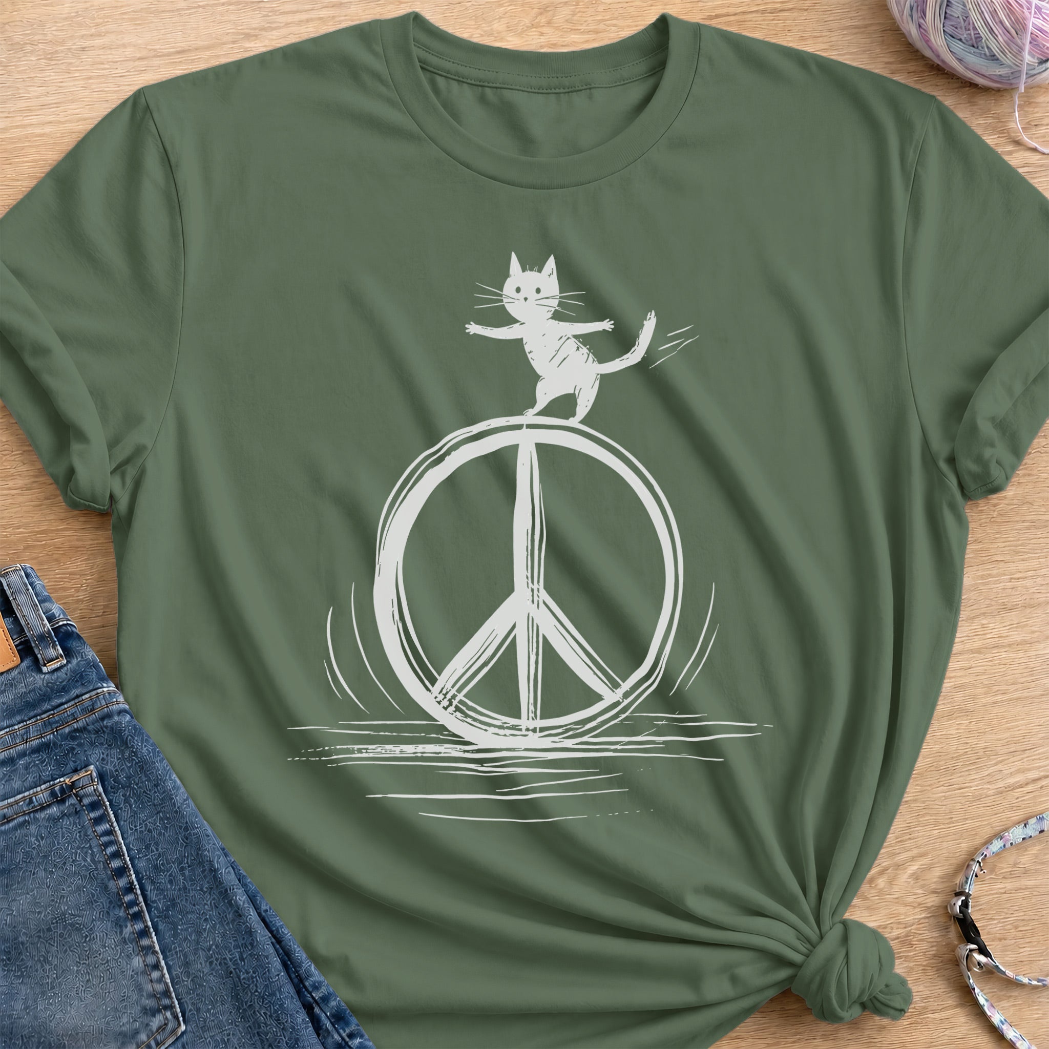 Peace Sign T-Shirt — Military Green