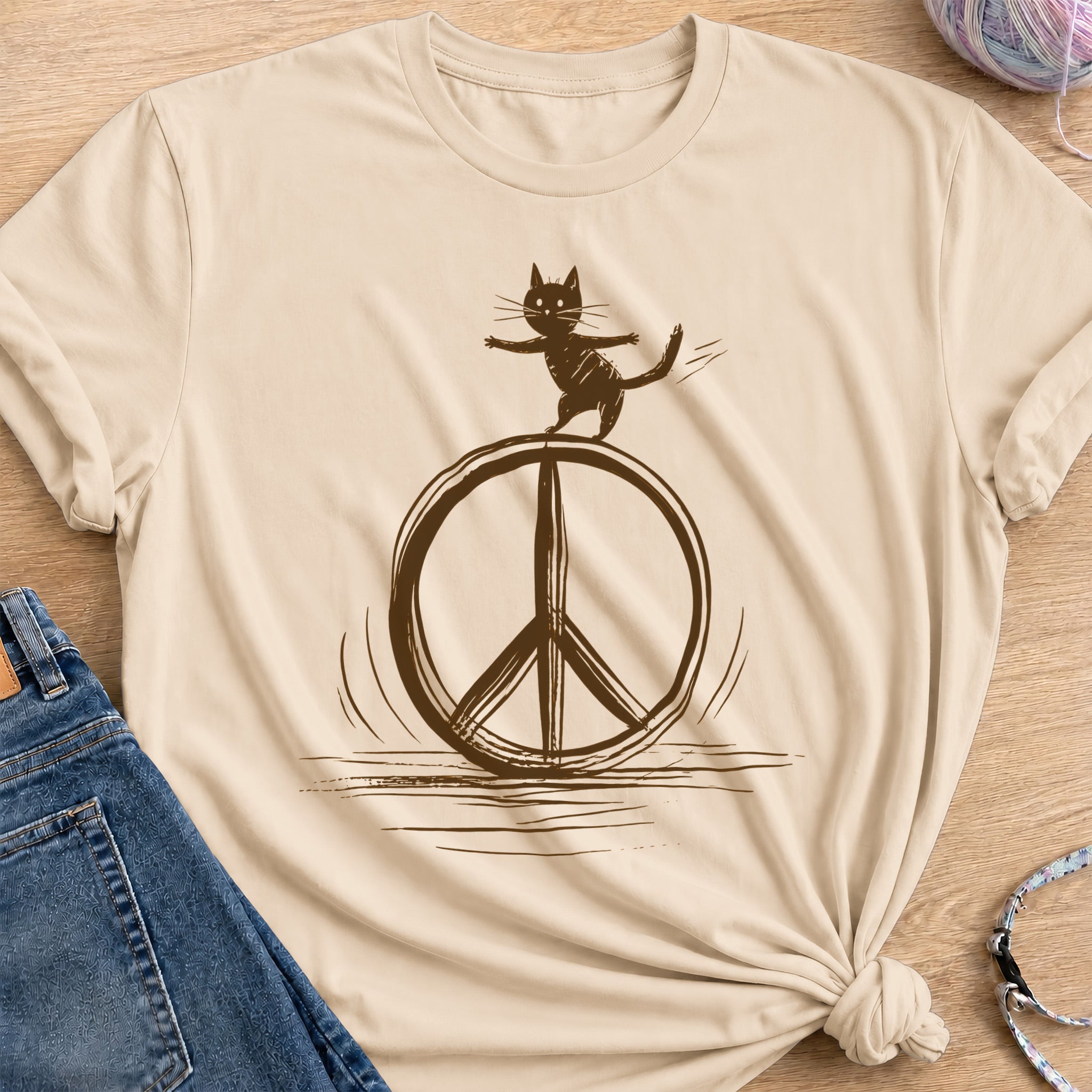 Peace Sign T-Shirt — Sand