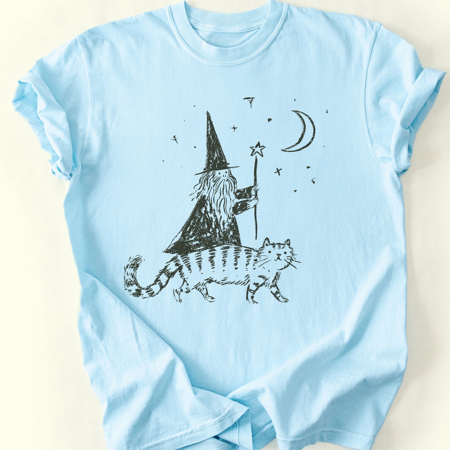 Wizard and Cat T-Shirt — Chambray
