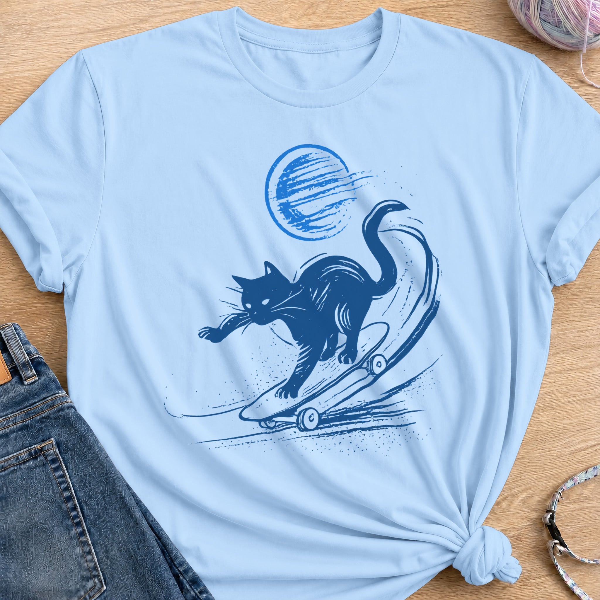 Whisker Wheels T-Shirt — Light Blue