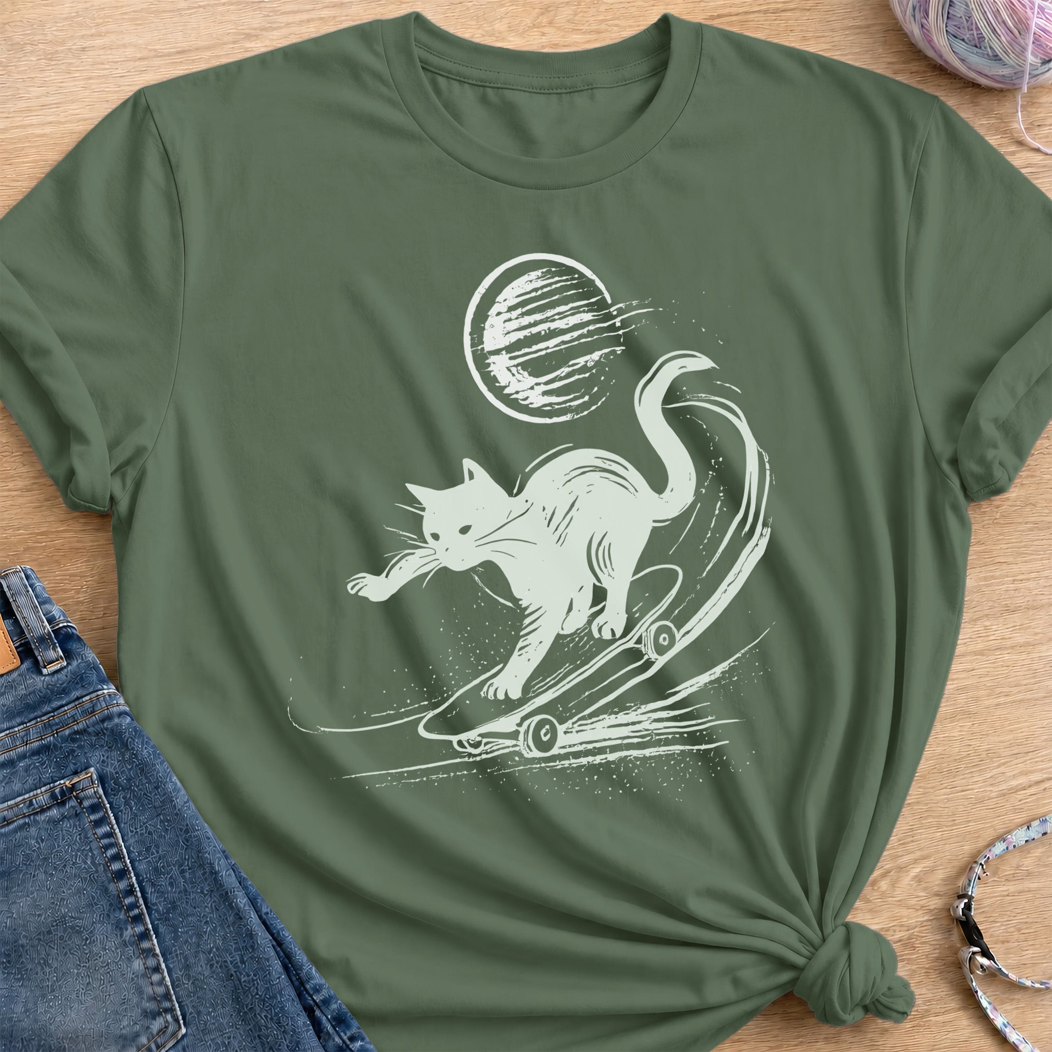 Whisker Wheels T-Shirt — Military Green