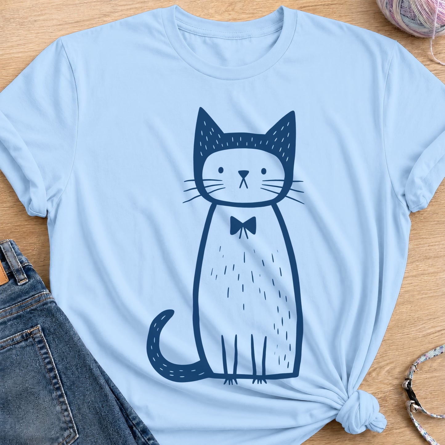 Sir Whiskers T-Shirt — Light Blue