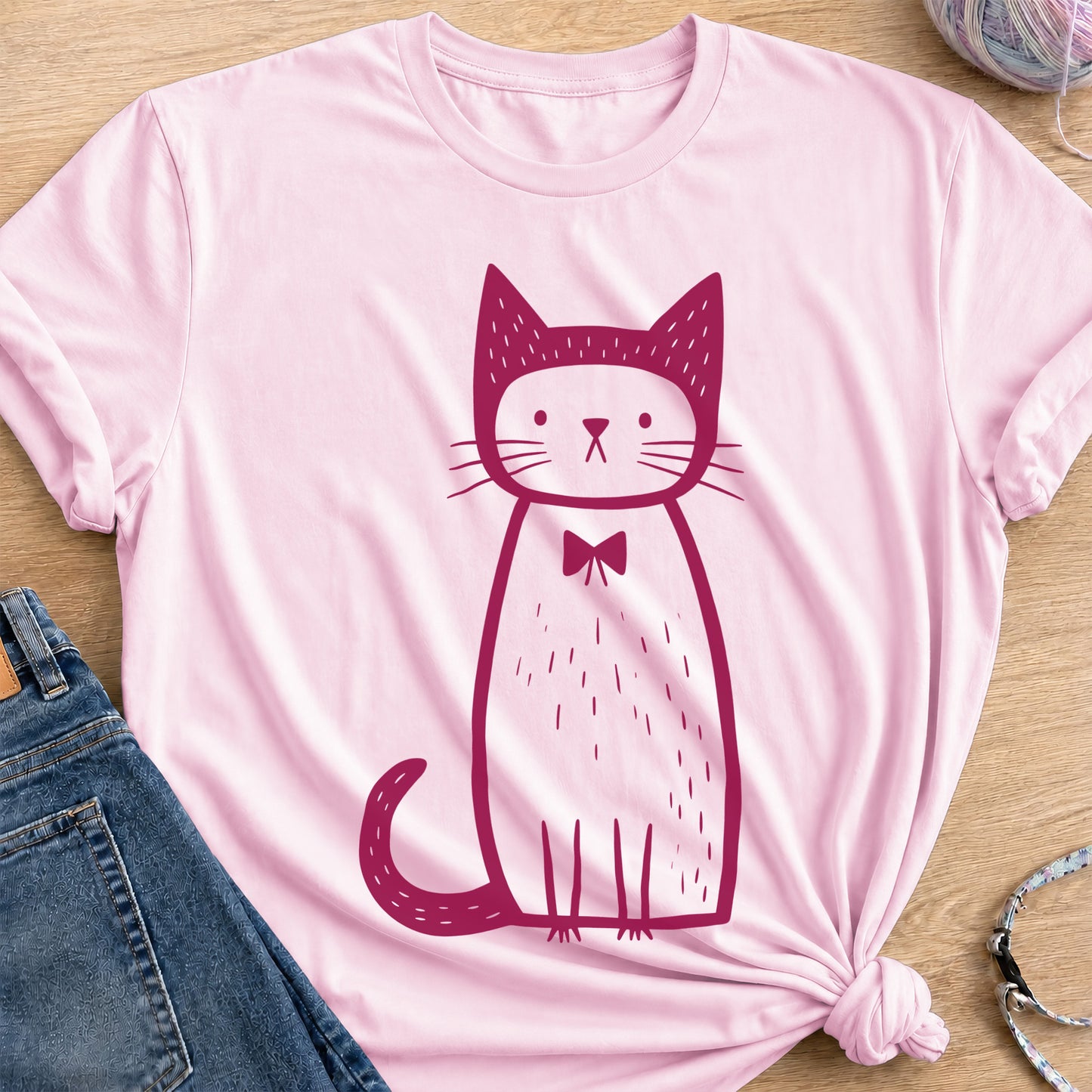 Sir Whiskers T-Shirt — Light Pink