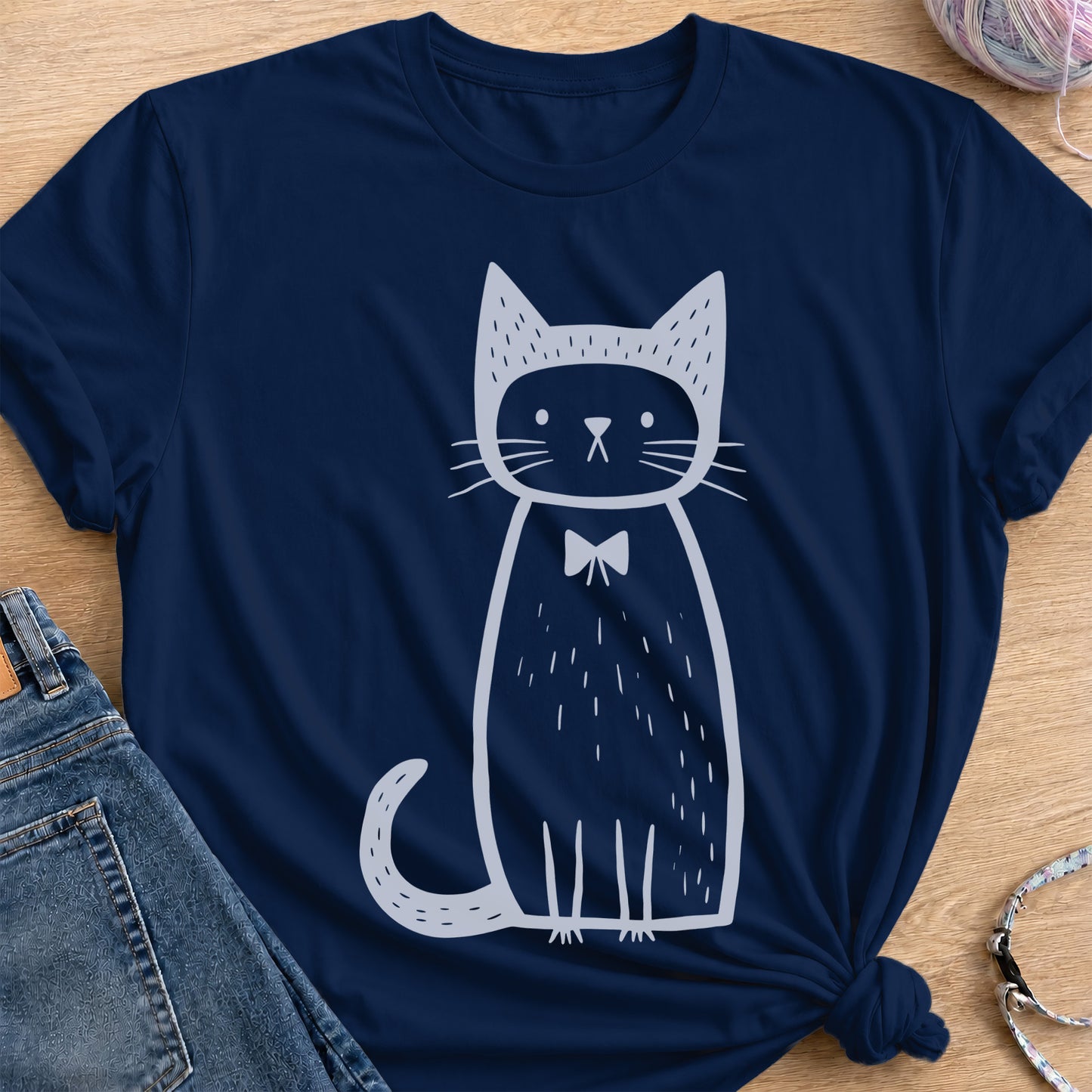 Sir Whiskers T-Shirt — Navy