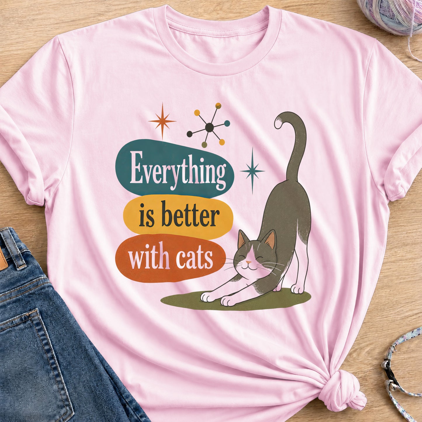 Happy Stretching T-Shirt — Light Pink