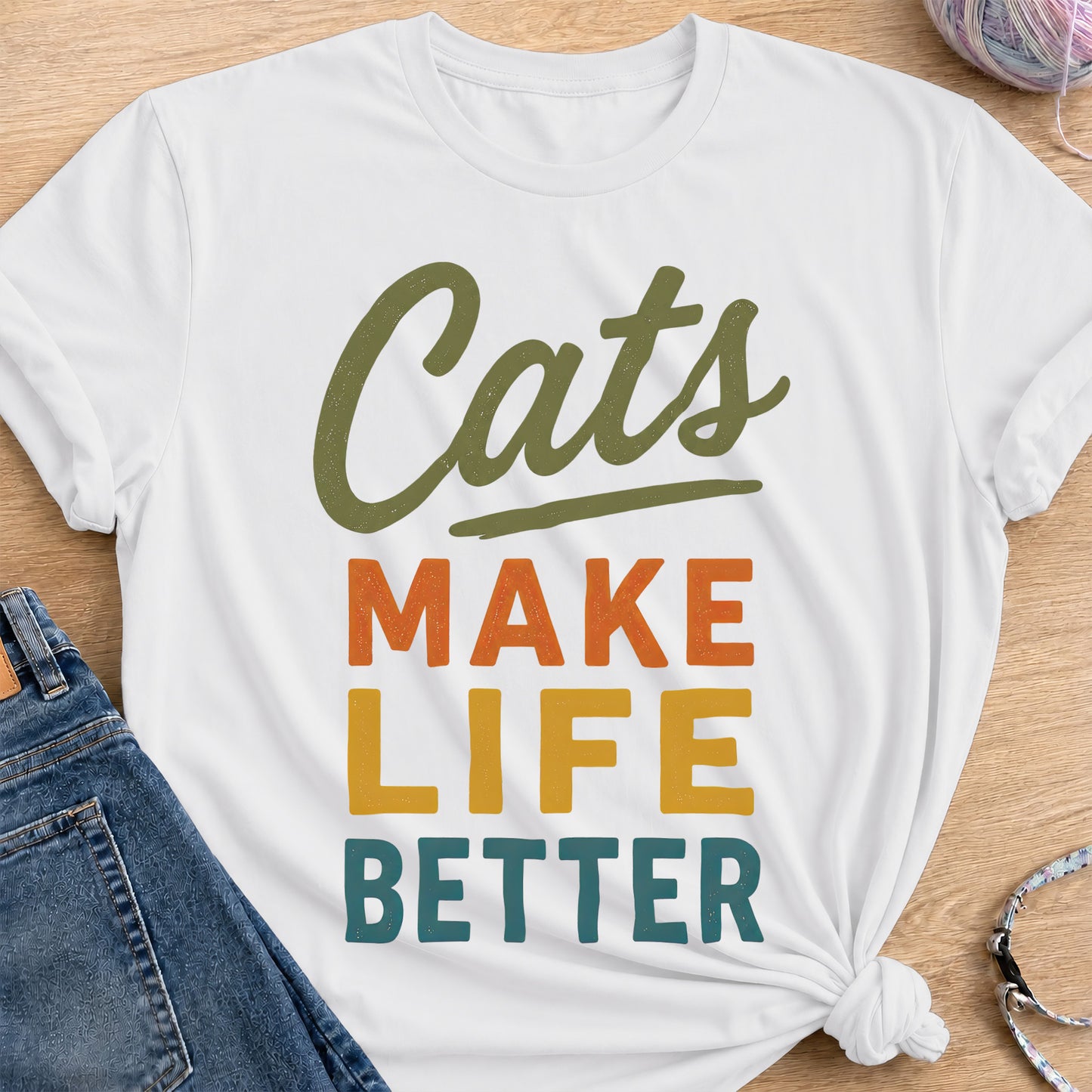Better with Cats T-Shirt — White