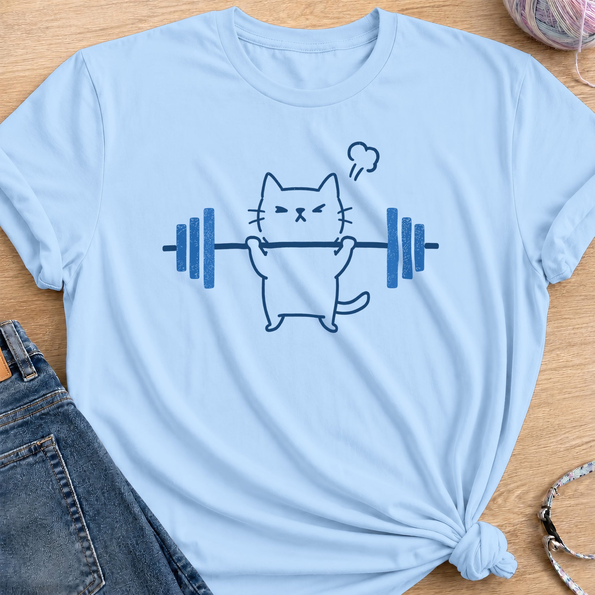 Kitty Strength T-Shirt — Light Blue