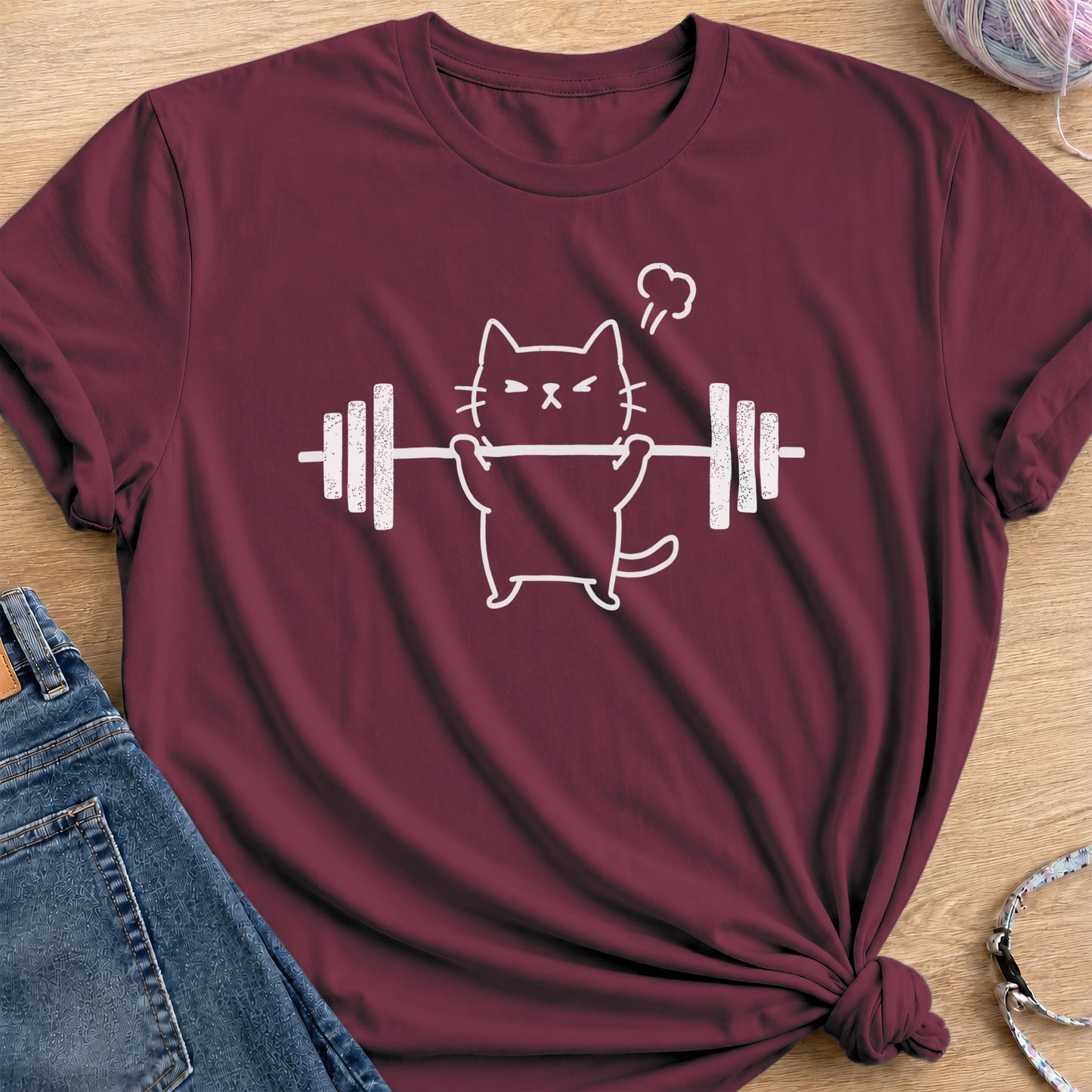 Kitty Strength T-Shirt — Maroon