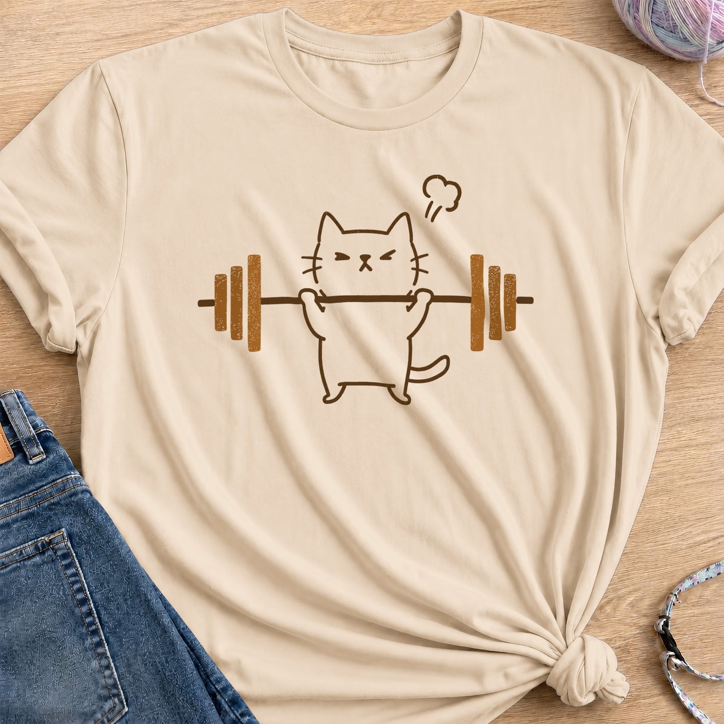 Kitty Strength T-Shirt — Sand
