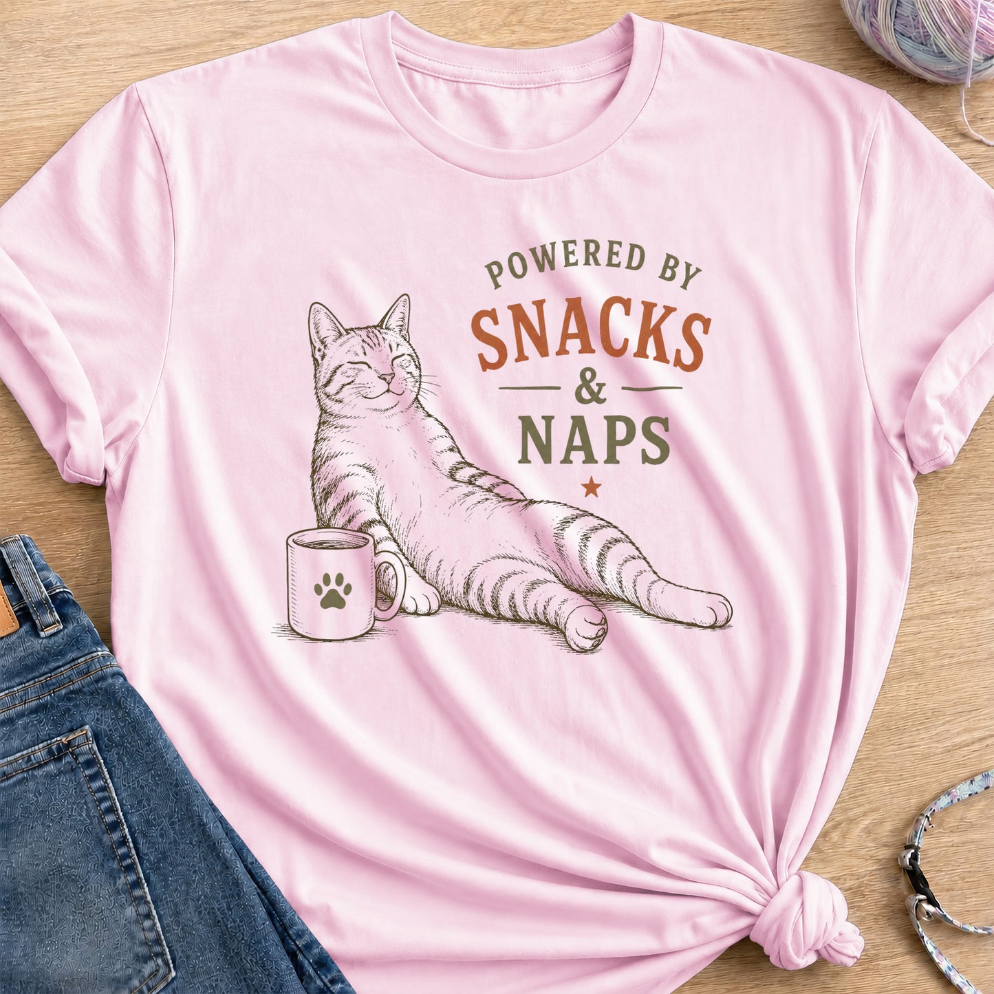 Snacks and Naps T-Shirt — Light Pink