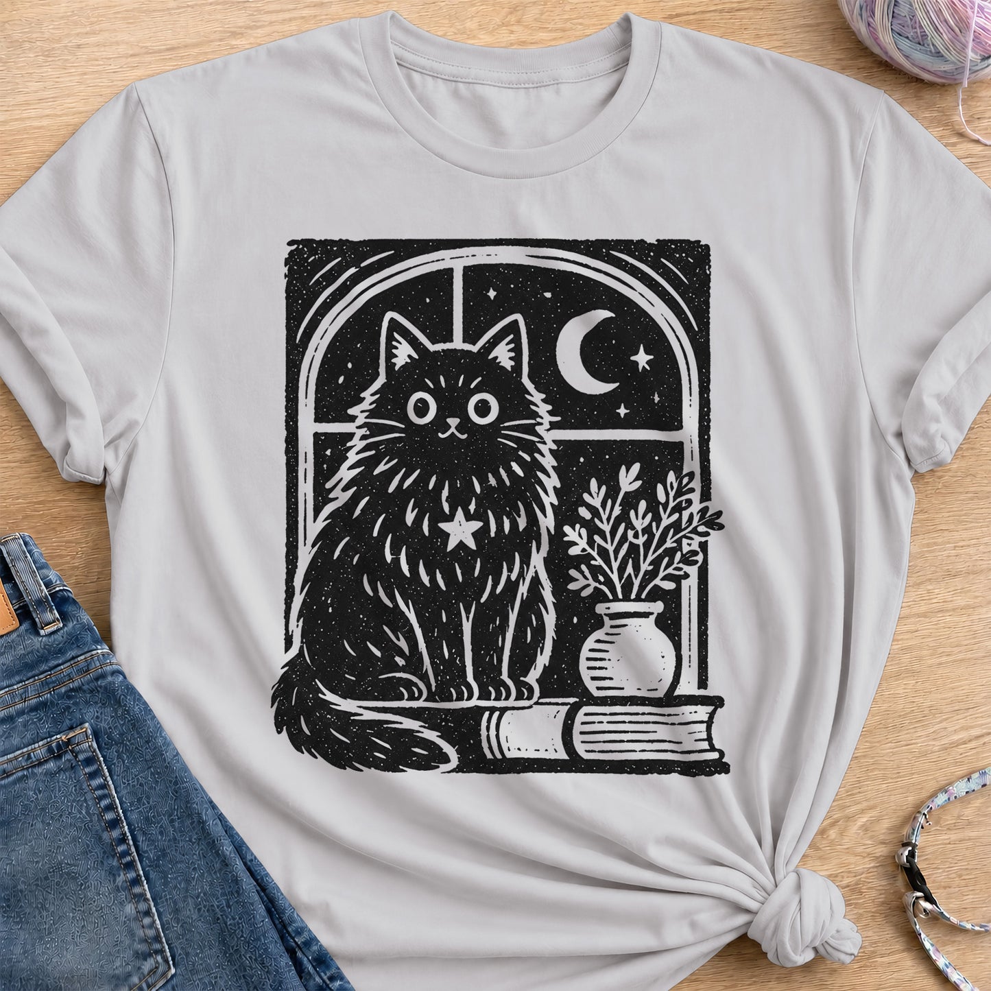 Moonlit Window T-Shirt — Ice Grey