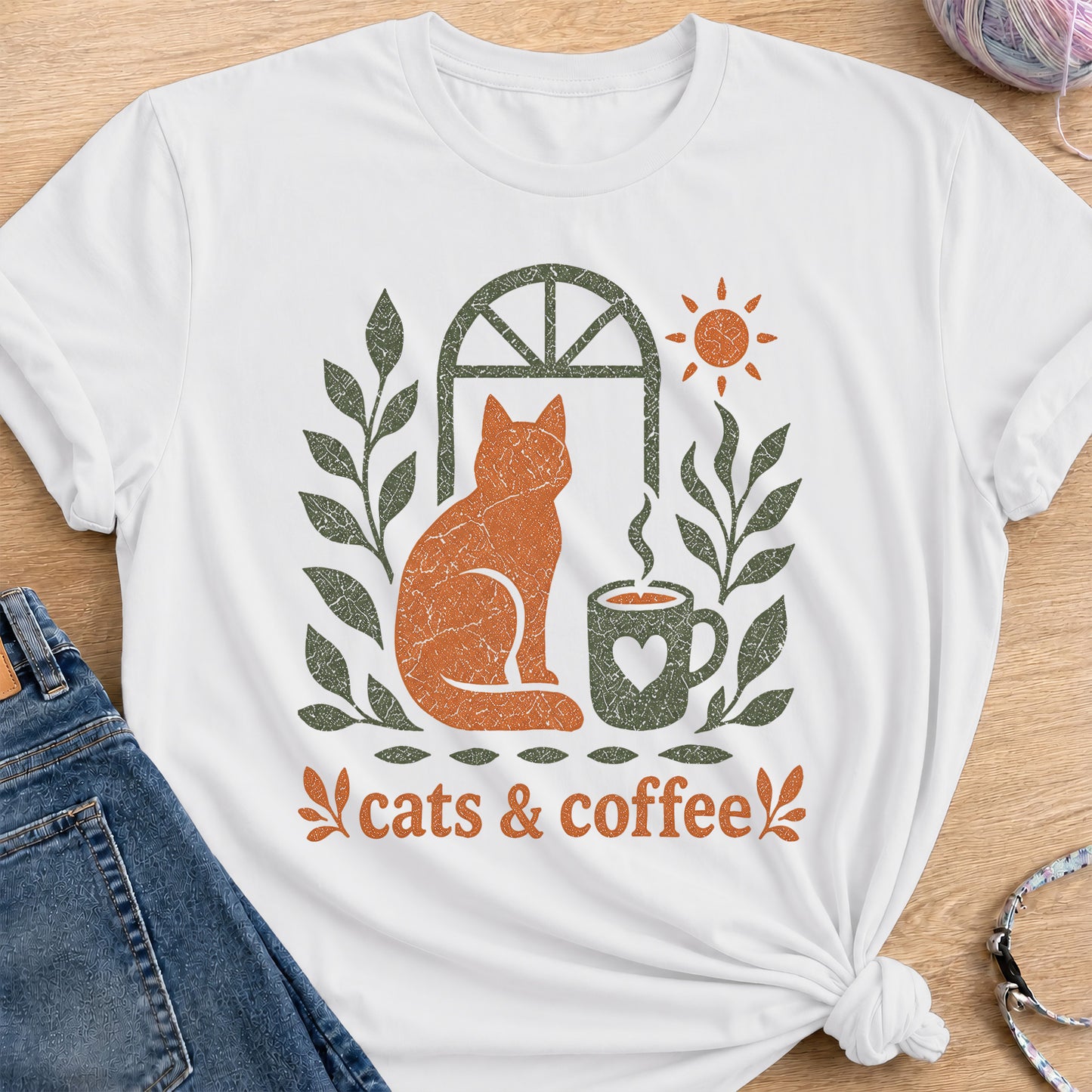 Cats and Coffee T-Shirt — White