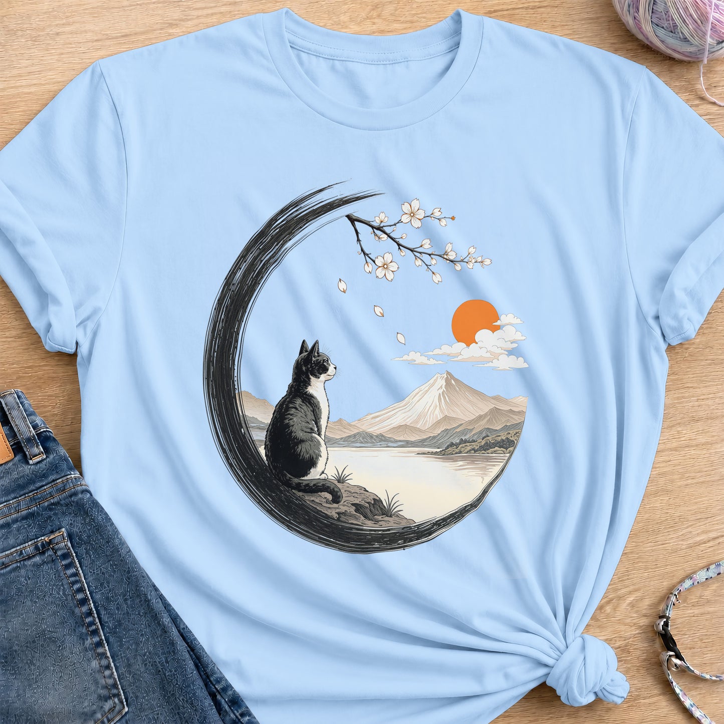 Moonlit Blossom T-Shirt — Light Blue