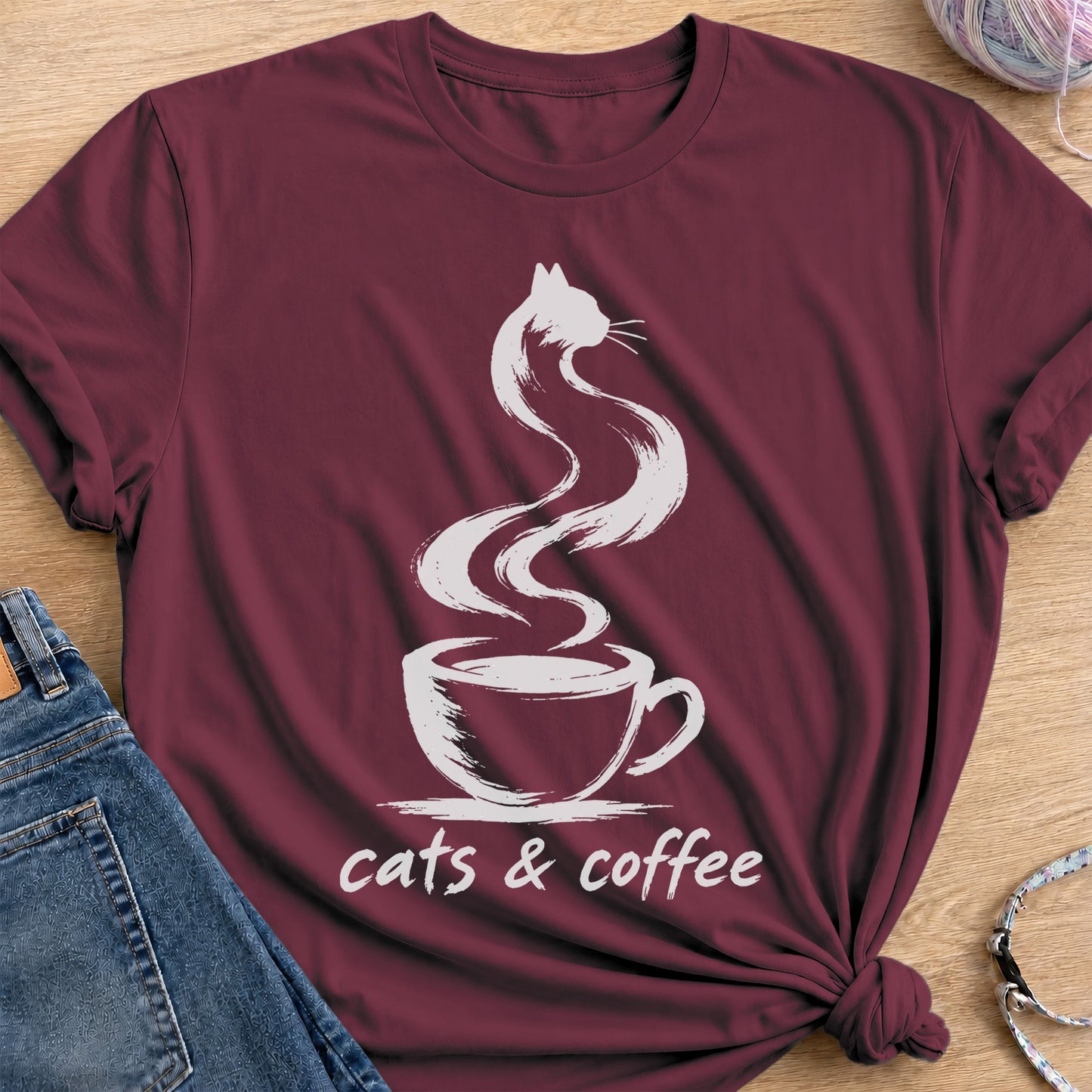 Coffee Steam T-Shirt — Maroon