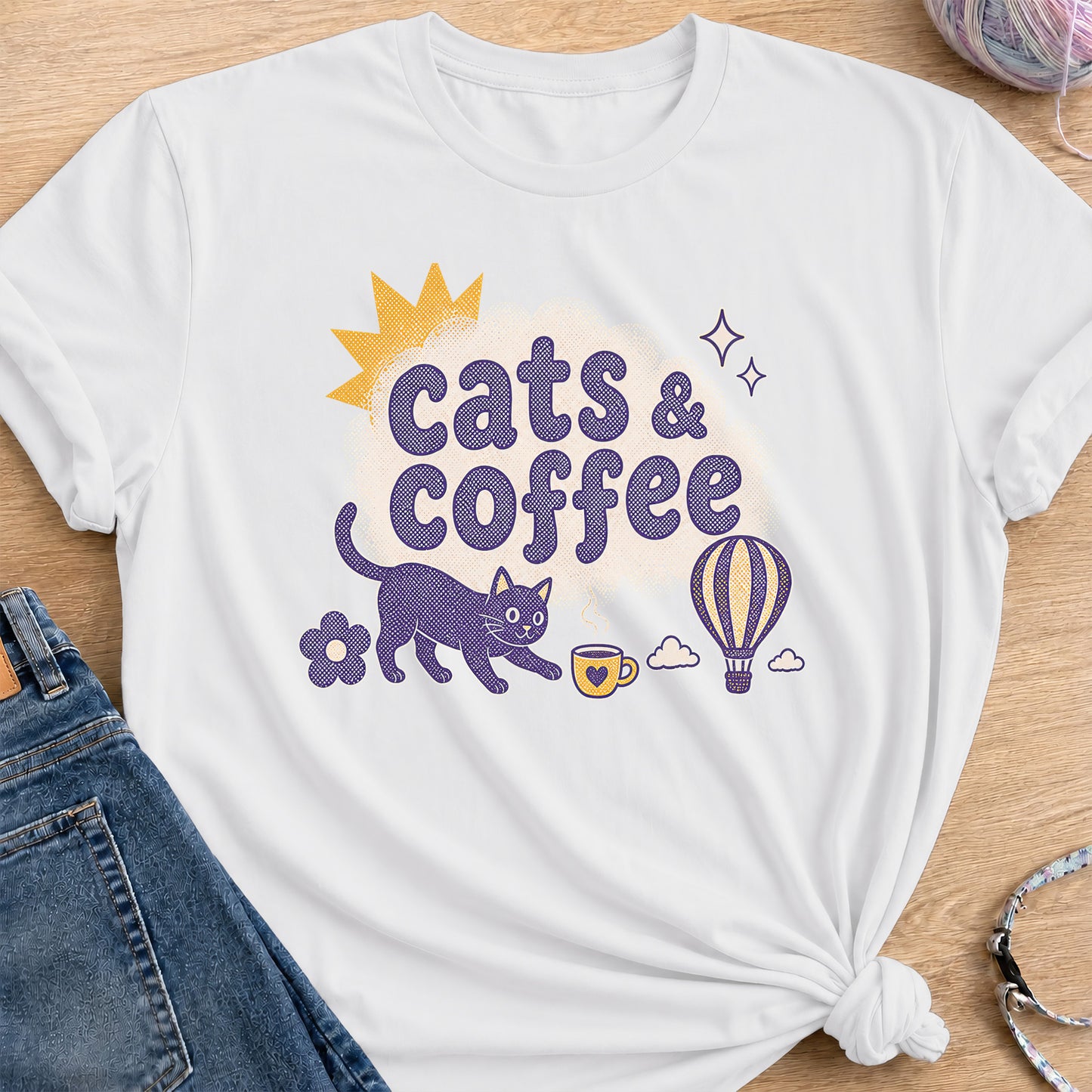 Cats & Coffee T-Shirt — White