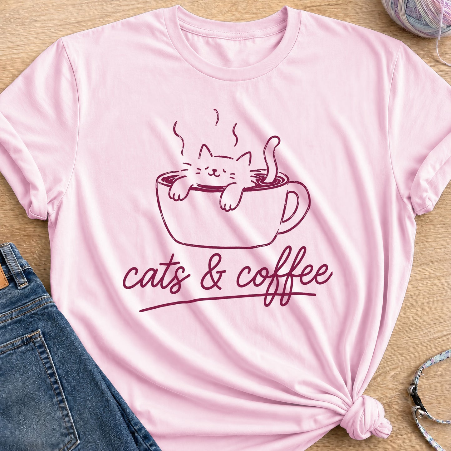 Kitty Espresso T-Shirt — Light Pink