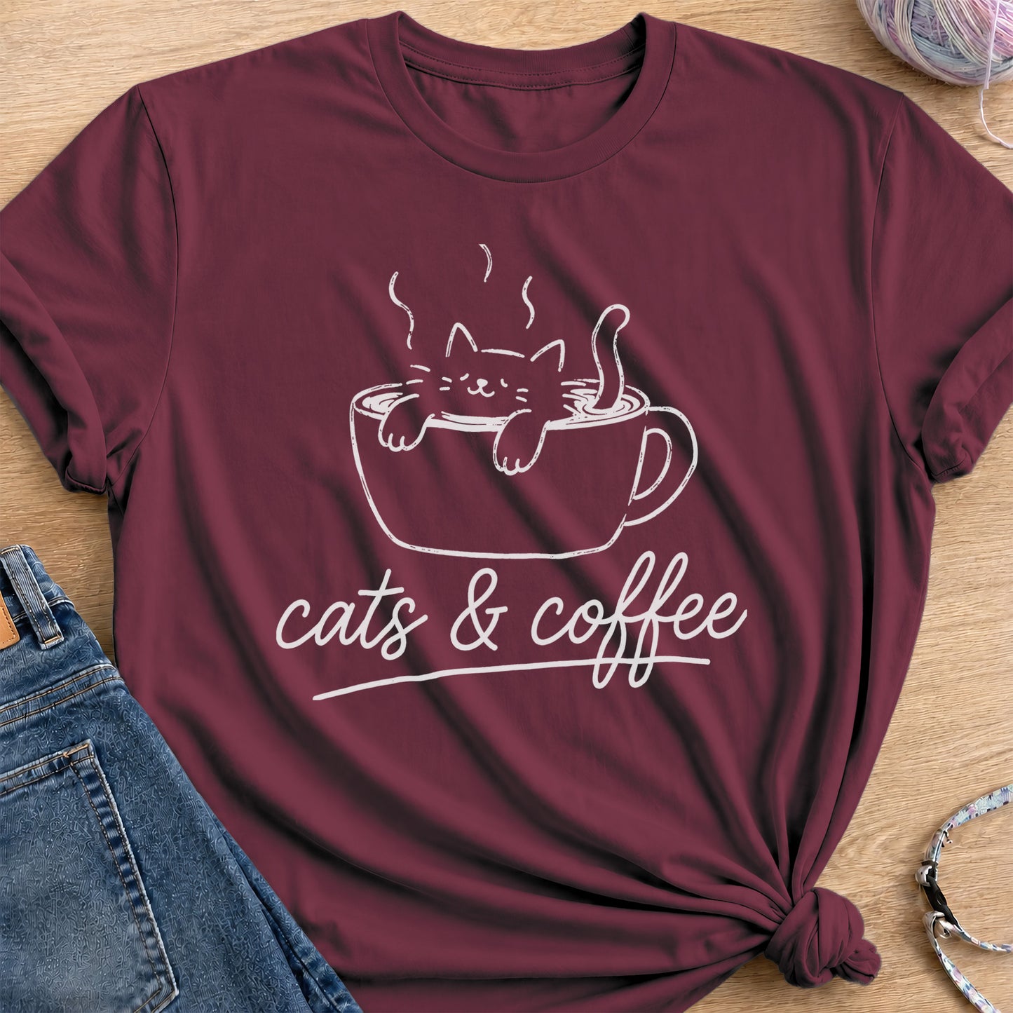Kitty Espresso T-Shirt — Maroon
