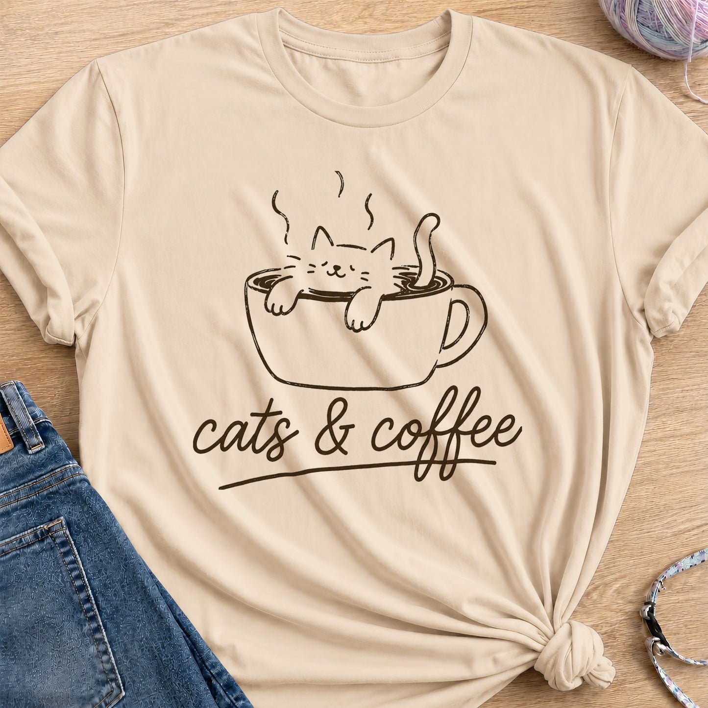 Kitty Espresso T-Shirt — Sand