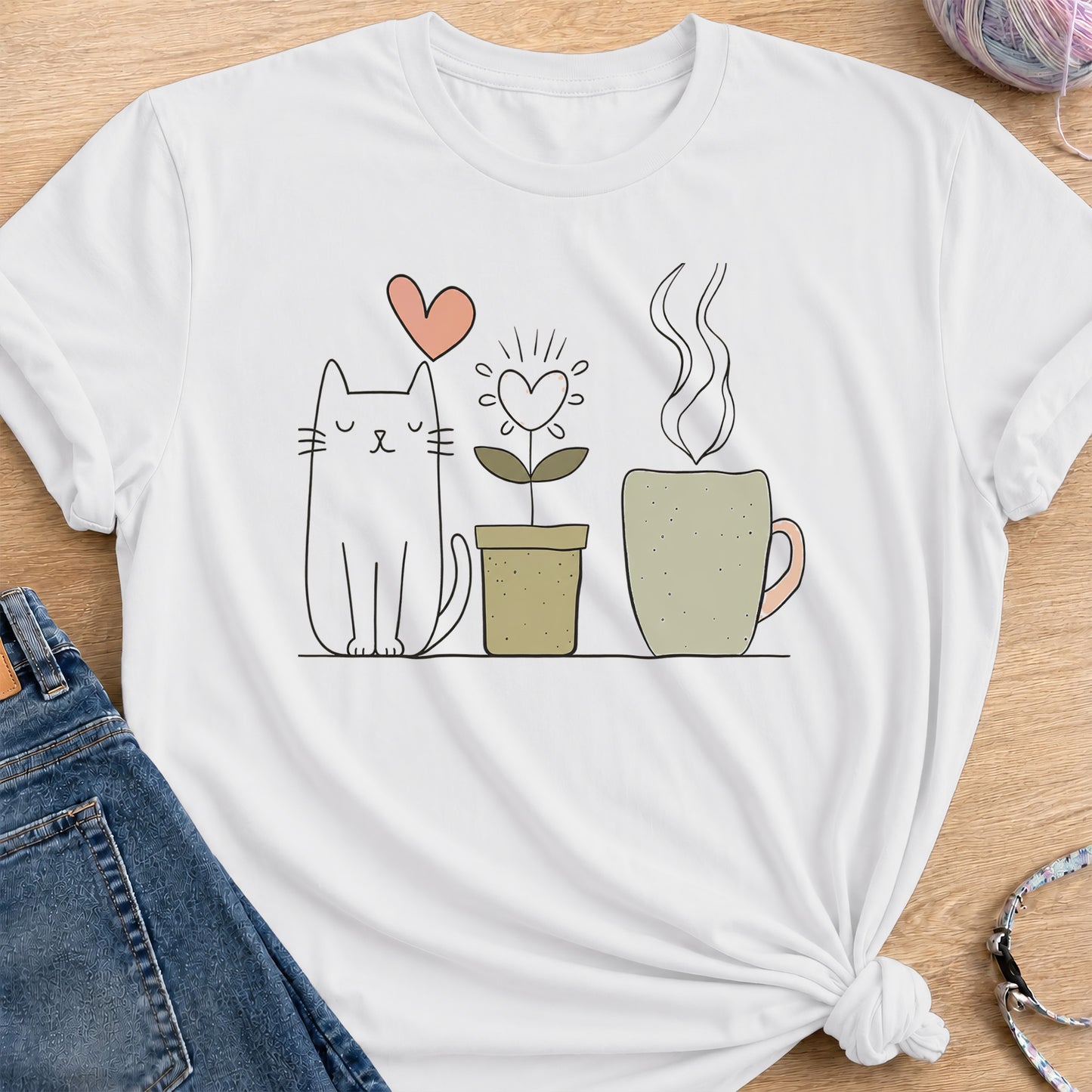 Coffee and Plant T-Shirt — White