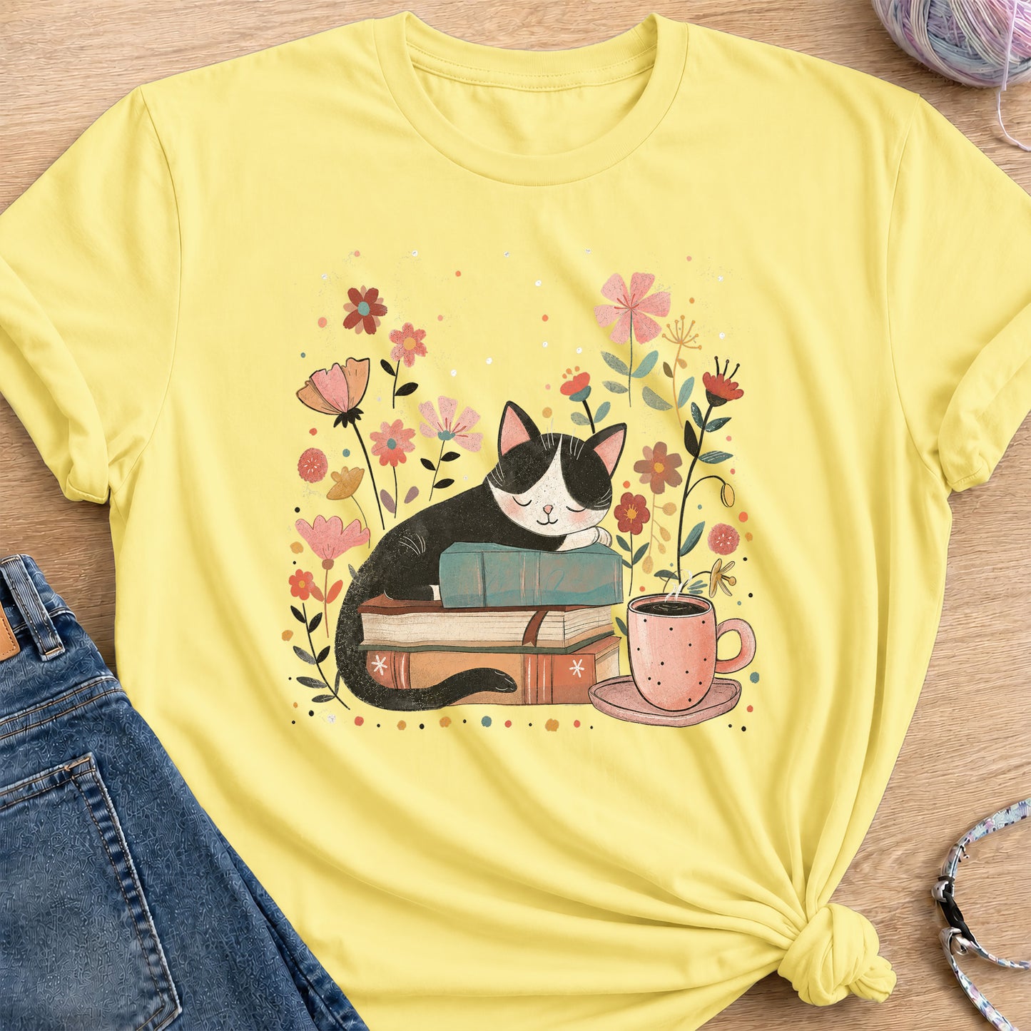 Cozy Chapters T-Shirt — Cornsilk
