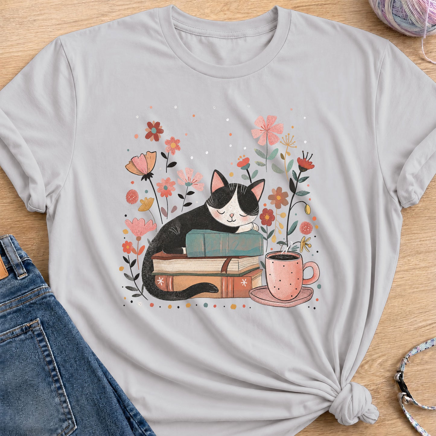 Cozy Chapters T-Shirt — Ice Grey