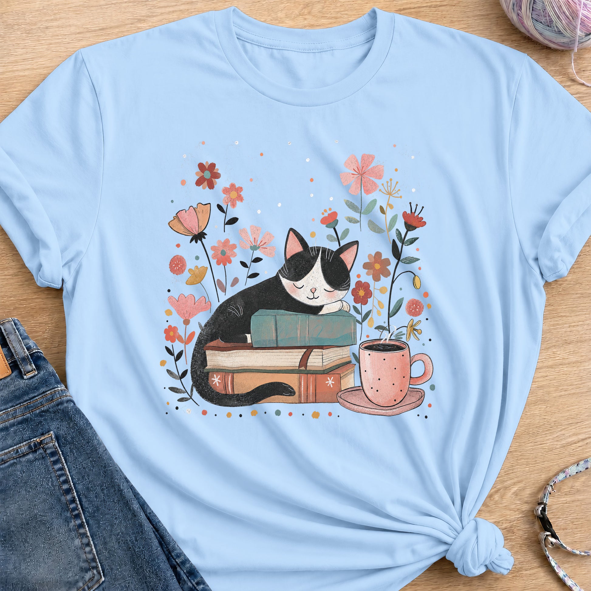 Cozy Chapters T-Shirt — Light Blue