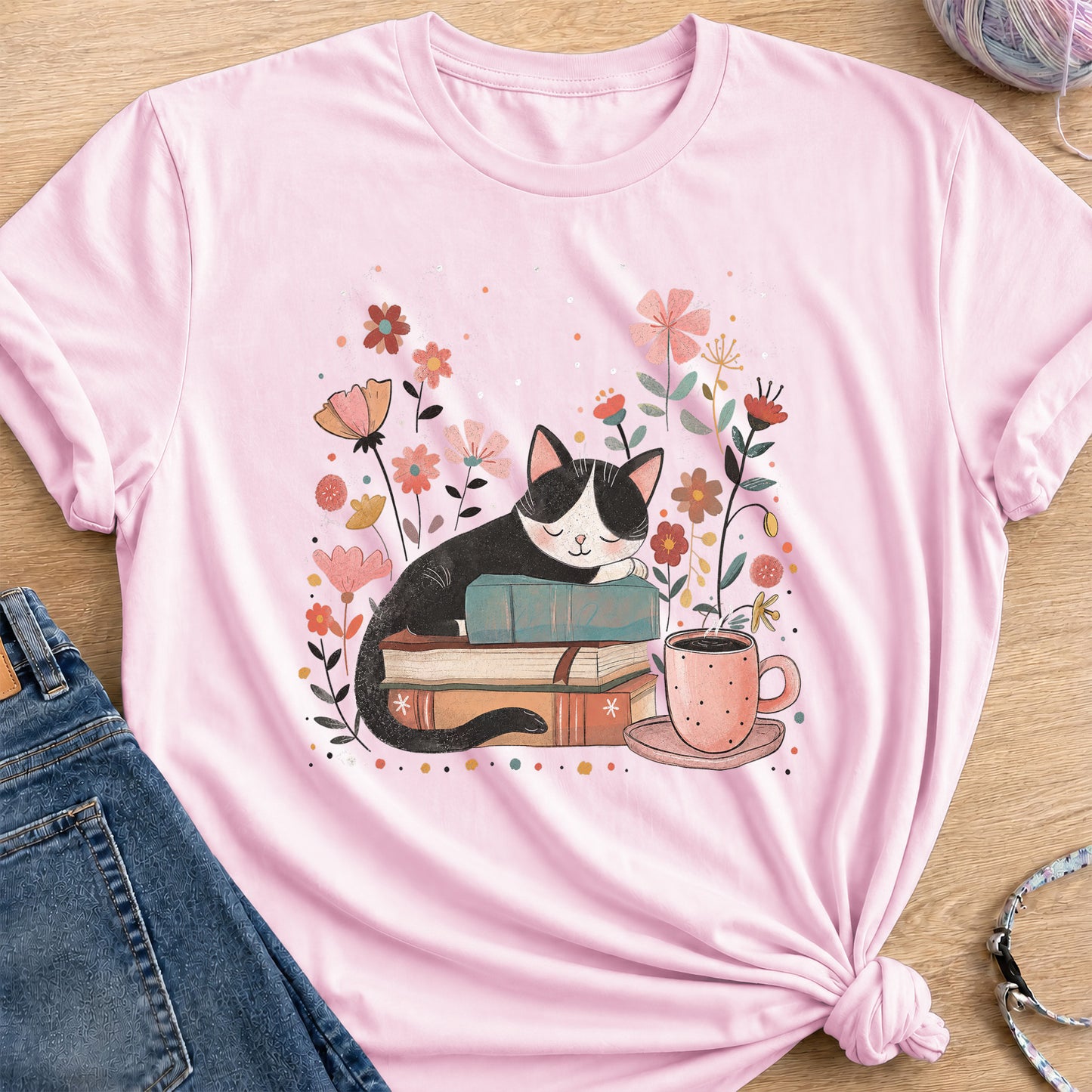 Cozy Chapters T-Shirt — Light Pink